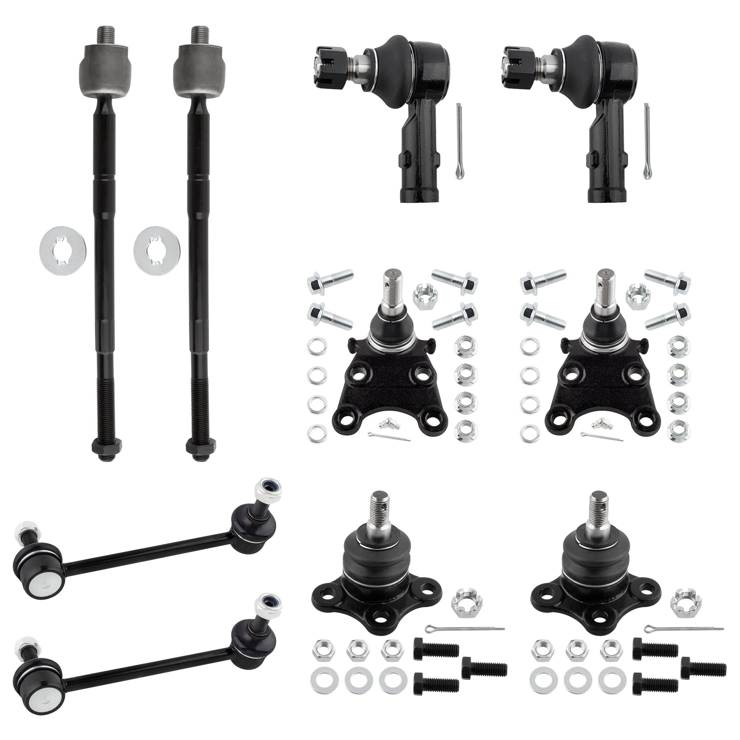 BOXI 10pcs Front Tie Rods Sway Bars Ball Joints Fit for Honda Passport 1998-2002