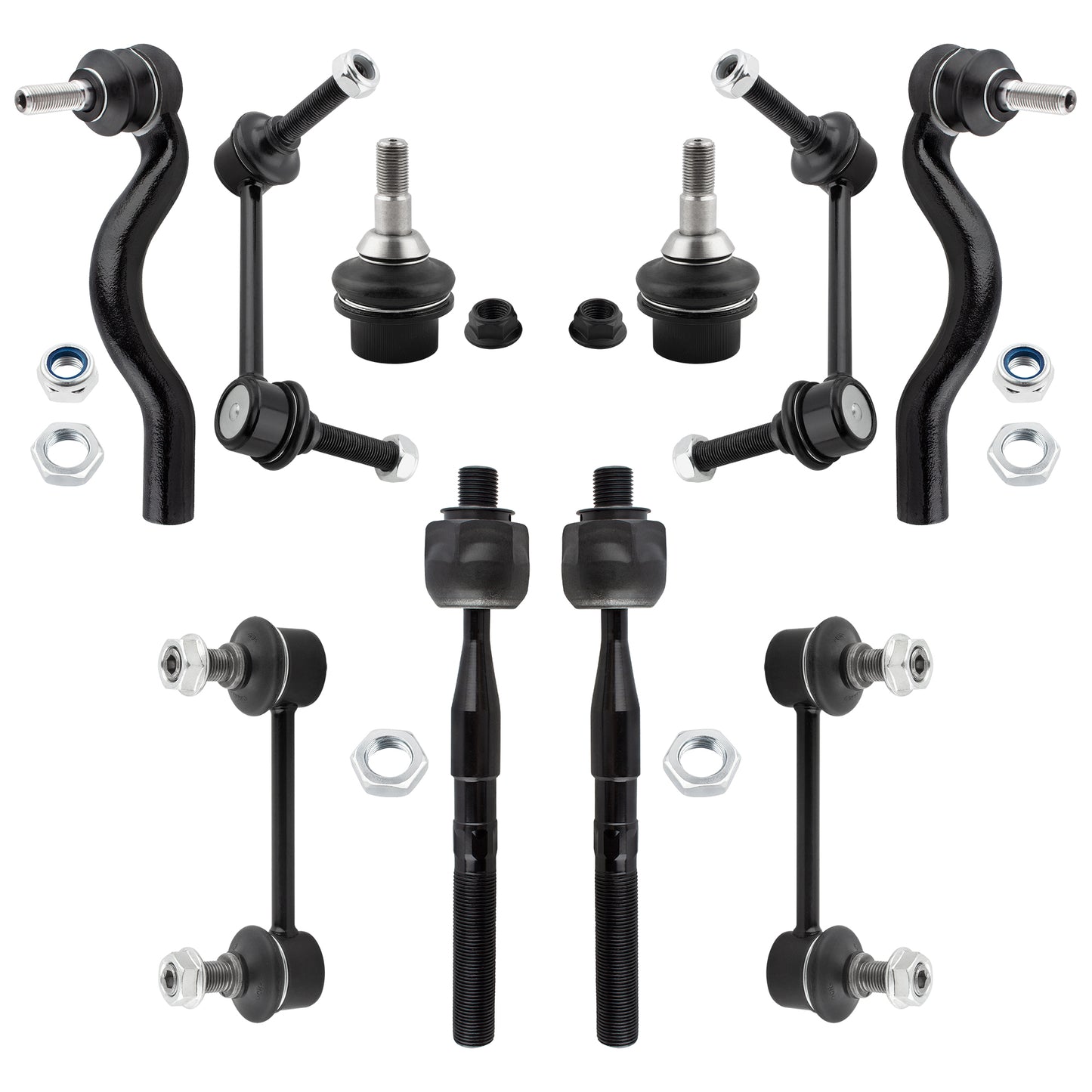 BOXI 10pcs Front & Rear Ball Joint + Sway Bar + Tie Rod End Kit Fit for Dodge Durango 2011-2015