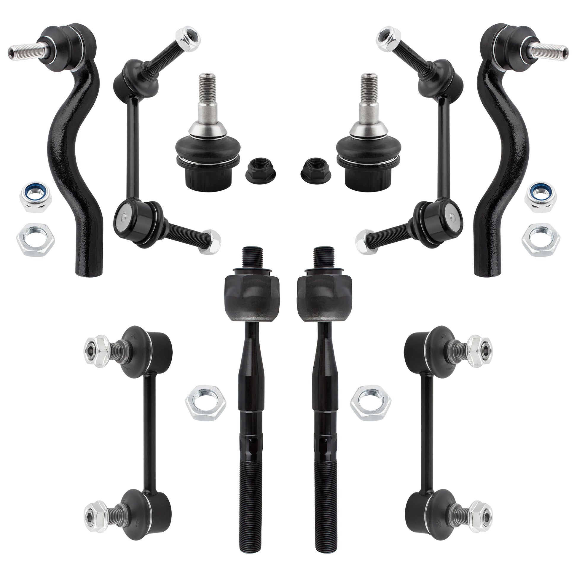 BOXI 10pcs Front & Rear Ball Joint + Sway Bar + Tie Rod End Kit Fit for Dodge Durango 2011-2015
