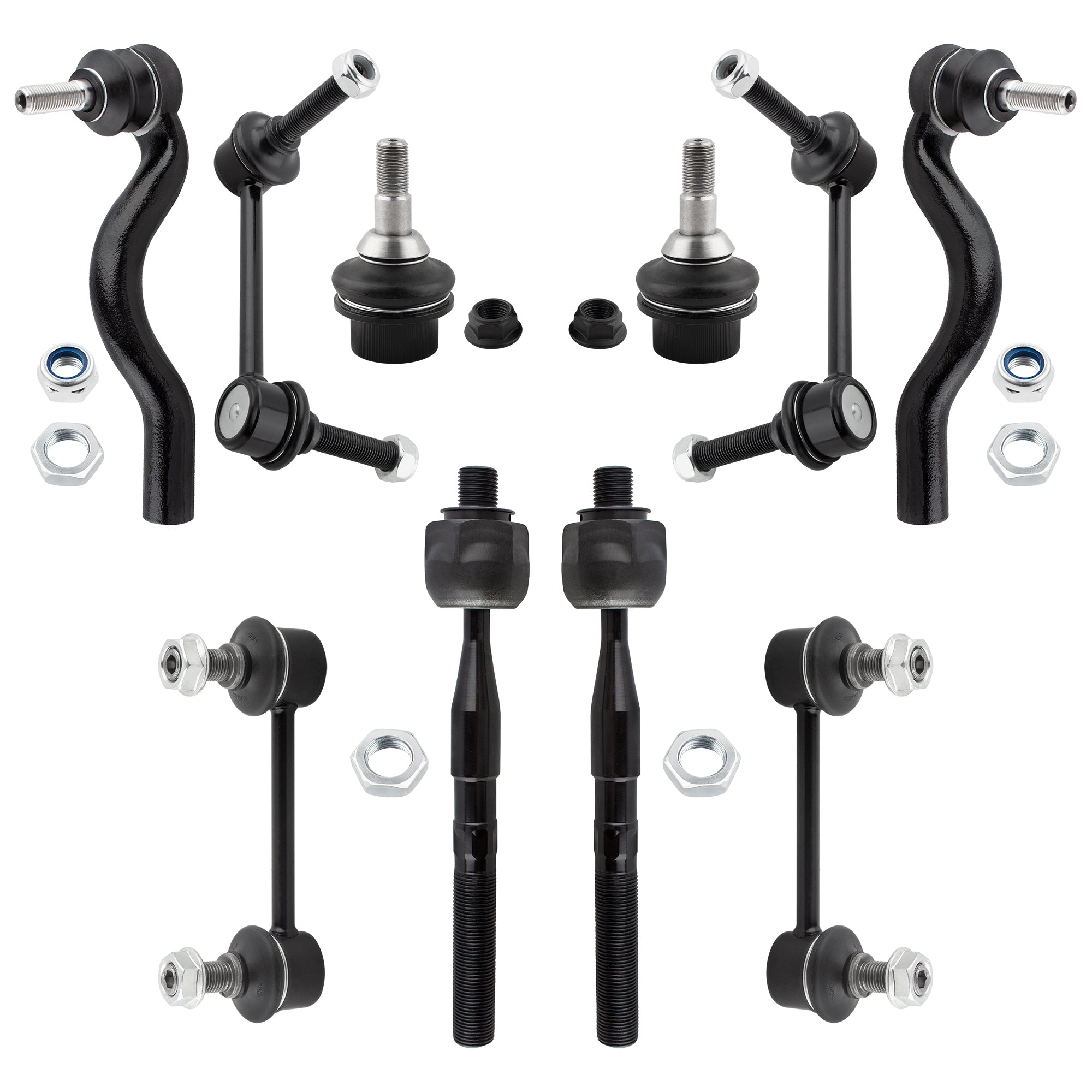 BOXI 10pcs Front & Rear Ball Joint + Sway Bar + Tie Rod End Kit Fit for Dodge Durango 2011-2015