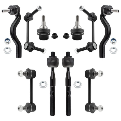 BOXI 10pcs Front & Rear Ball Joint + Sway Bar + Tie Rod End Kit Fit for Dodge Durango 2011-2015