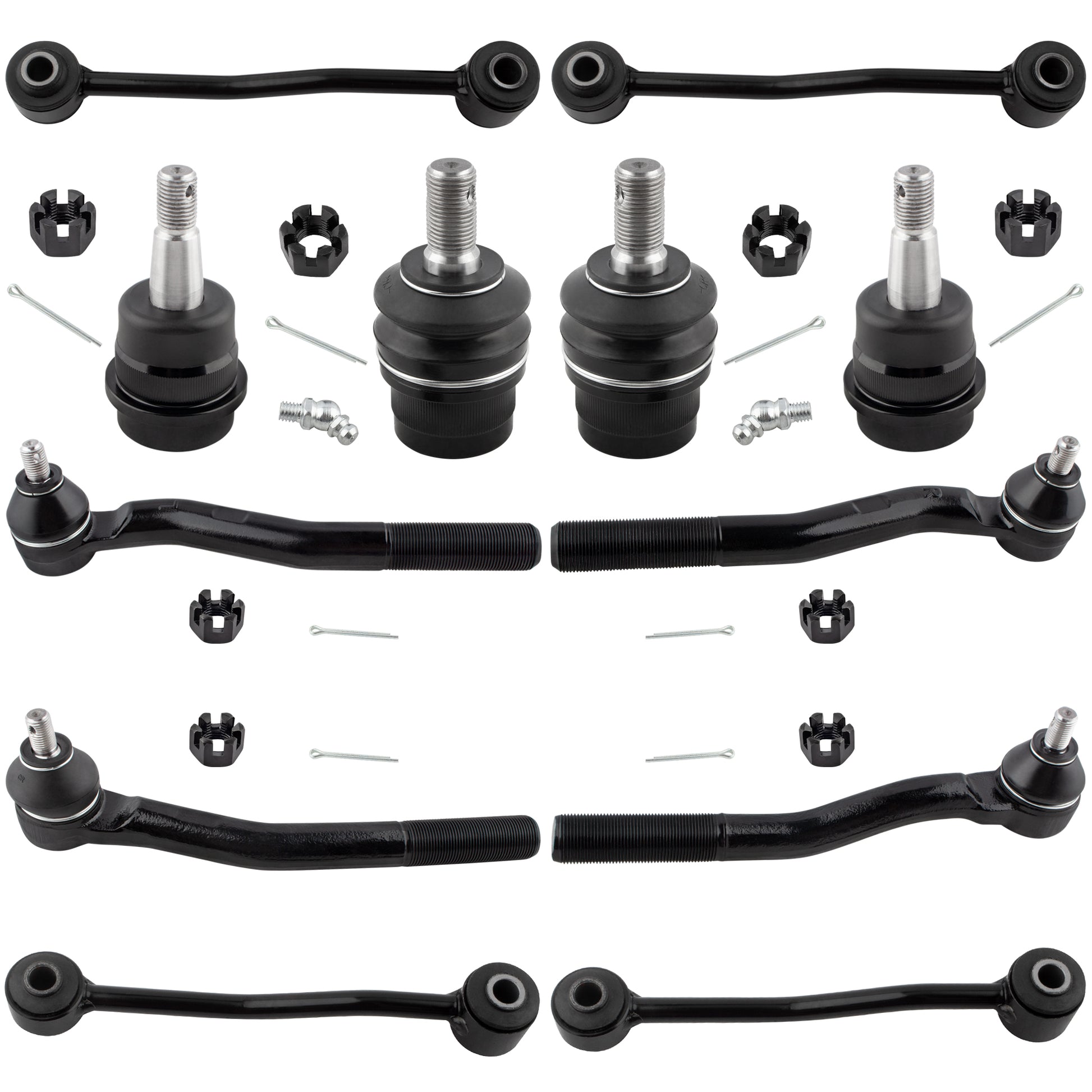BOXI 12PC Front Outer Tie Rods Front & Rear Sway Bars Upper Lower Ball Joints, fit 1999 2000 2001
