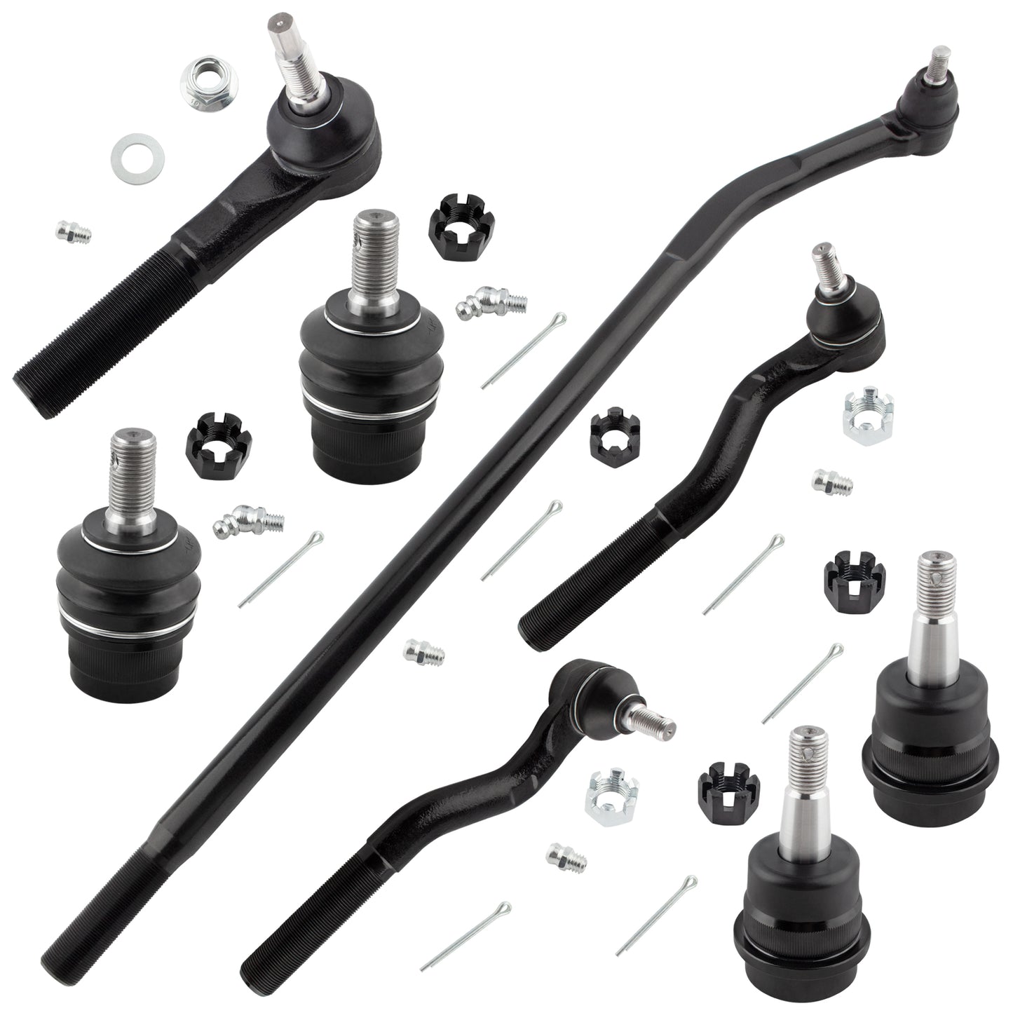 BOXI (Set of 8) Inner Outer Tie Rod Upper Lower Ball Joint Fit for Jeep Wrangler 2007 2008 2009