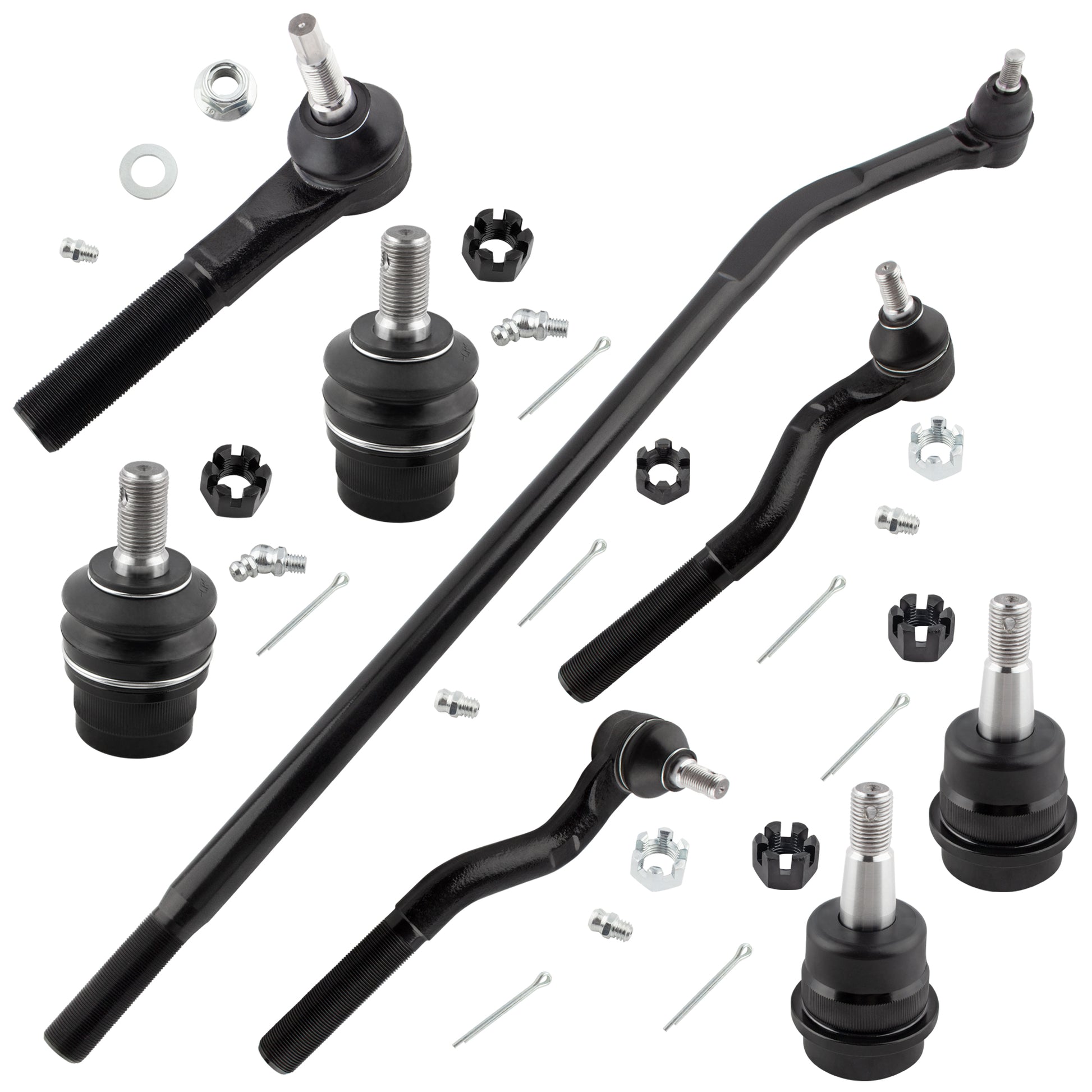 BOXI (Set of 8) Inner Outer Tie Rod Upper Lower Ball Joint Fit for Jeep Wrangler 2007 2008 2009