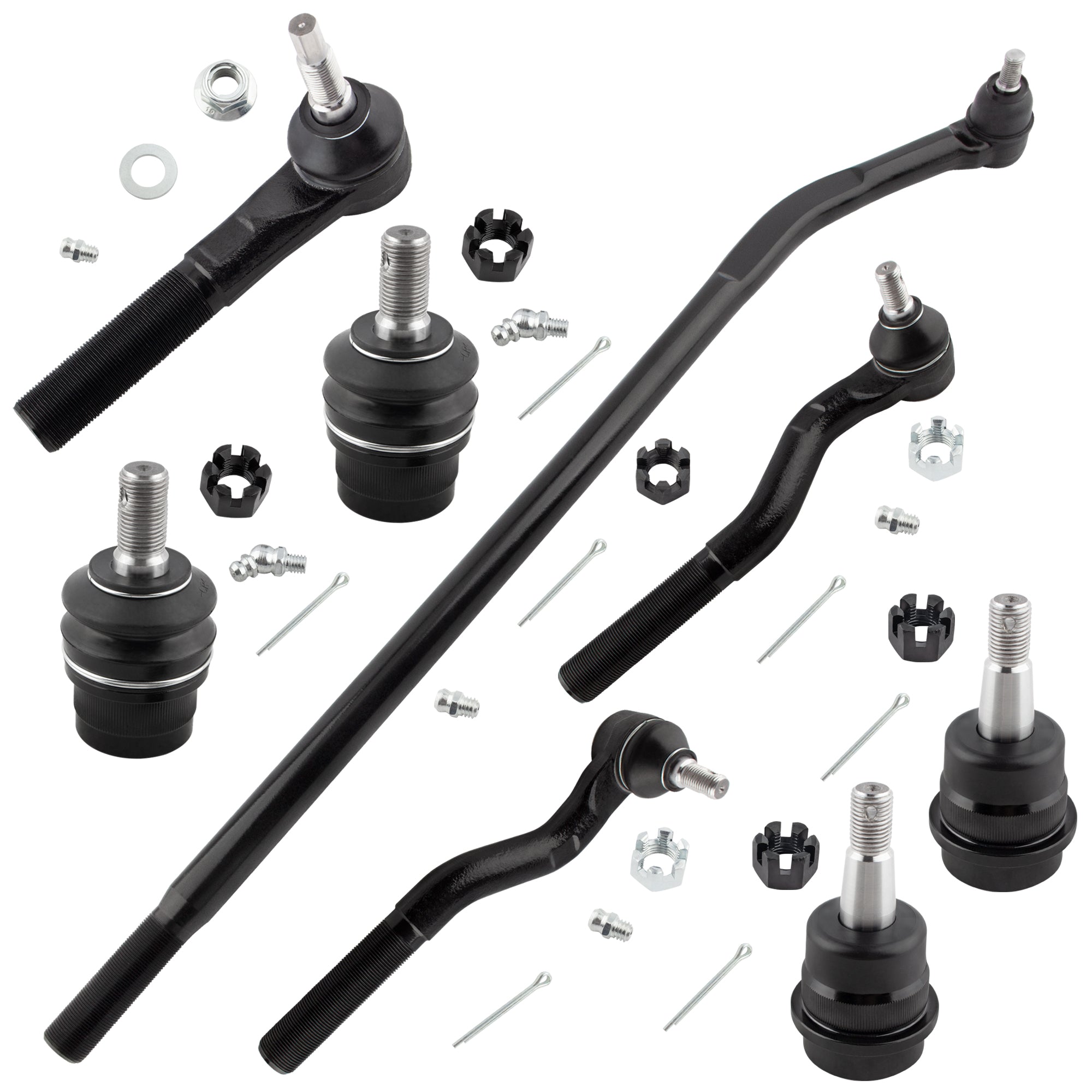 BOXI (Set of 8) Inner Outer Tie Rod Upper Lower Ball Joint Fit for Jeep Wrangler 2007 2008 2009
