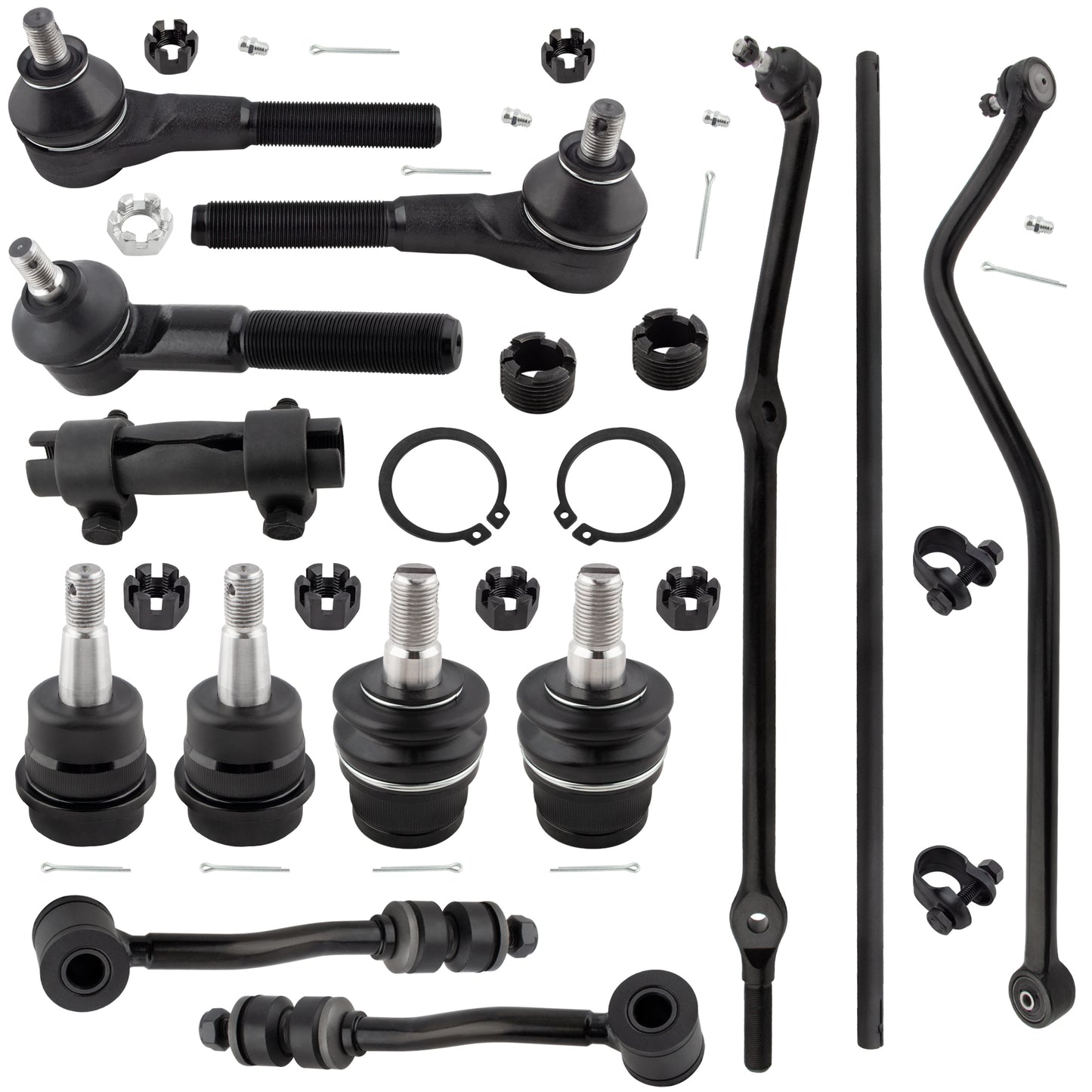 BOXI 13pcs Drag Links Tie Rods Ball Joints Sway Bar End Center Kit Fit for Jeep Cherokee 1991-2001