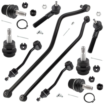 BOXI 10pcs Front Ball Joints + Track Bars + Sway Bar End Links + Outer Tie Rod Ends Kit Fit