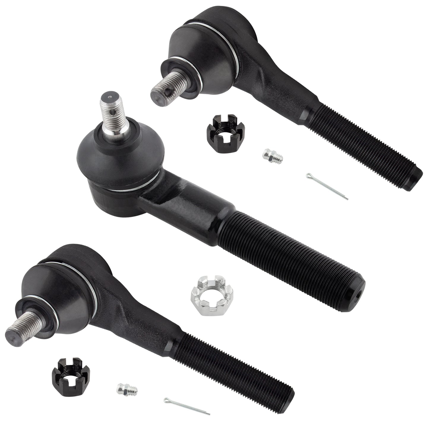 BOXI 3pcs Front Outer Left Tie Rods + Front Inner & Outer Tie Rods Fit for Jeep Cherokee 1991-2001
