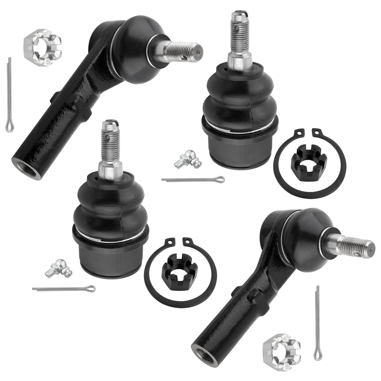 BOXI 4pcs Front Lower Ball Joints Outer Tie Rod Ends Fit for Jeep Commander 2006-2010