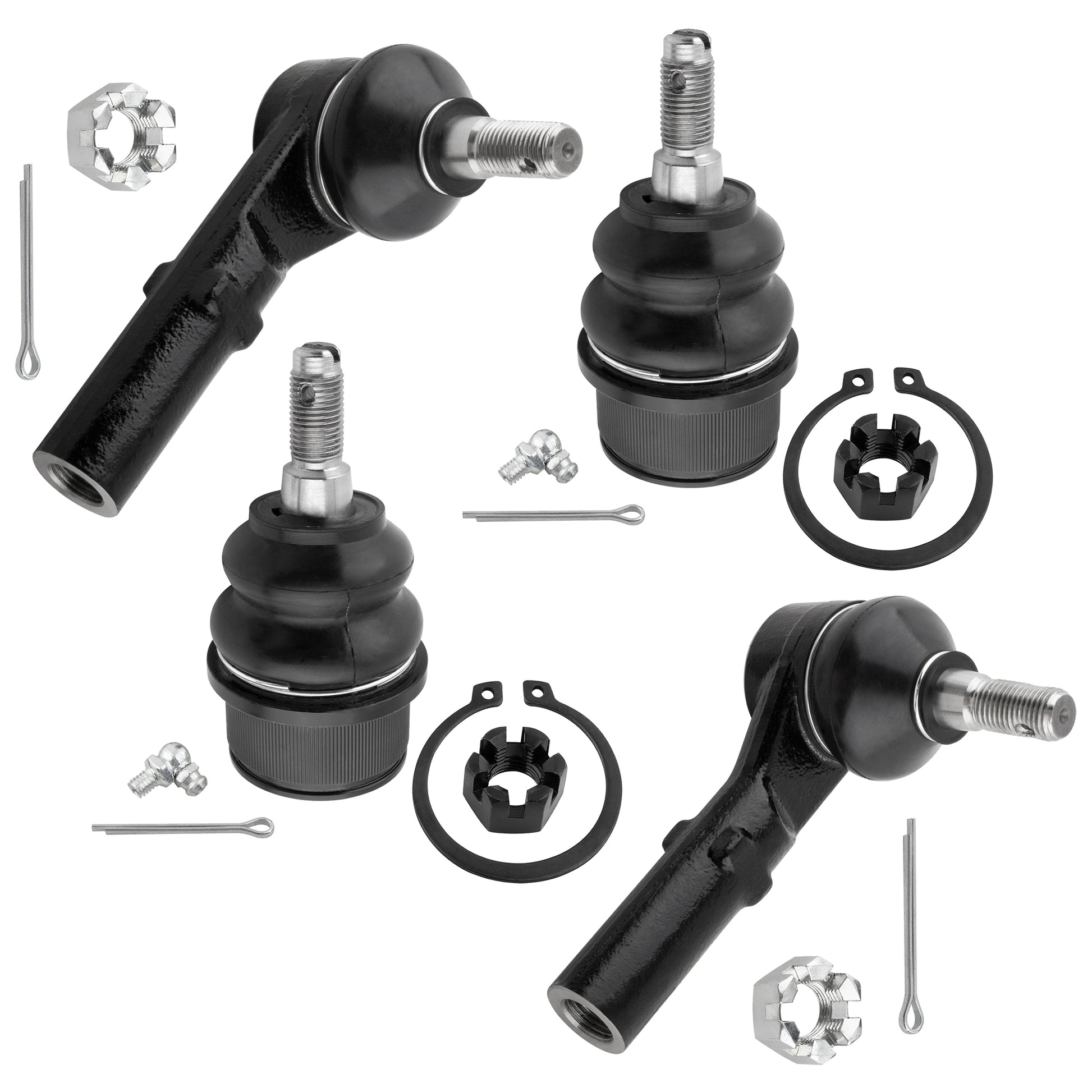 BOXI 4pcs Front Lower Ball Joints Outer Tie Rod Ends Fit for Jeep Commander 2006-2010