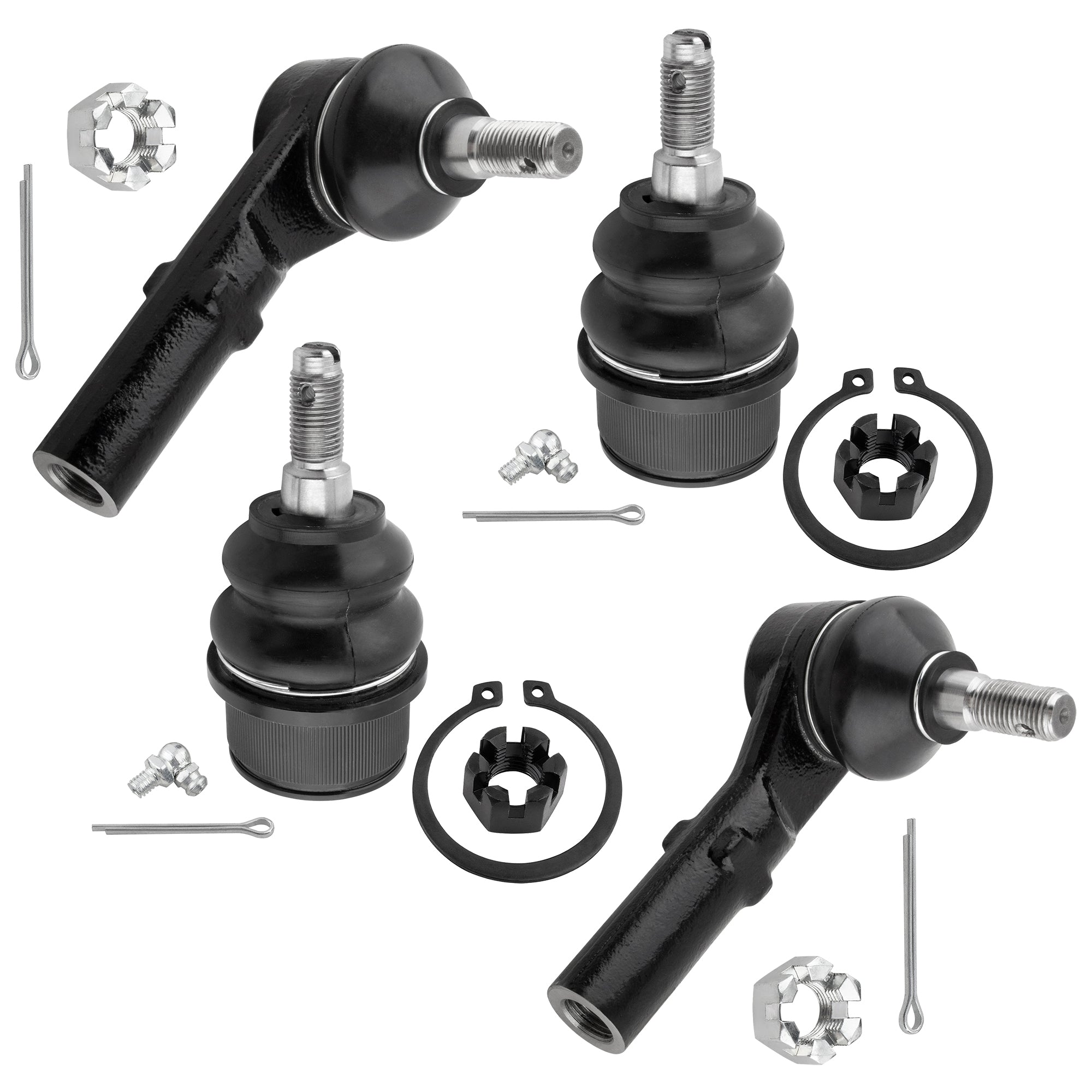 BOXI 4pcs Front Lower Ball Joints Outer Tie Rod Ends Fit for Jeep Commander 2006-2010