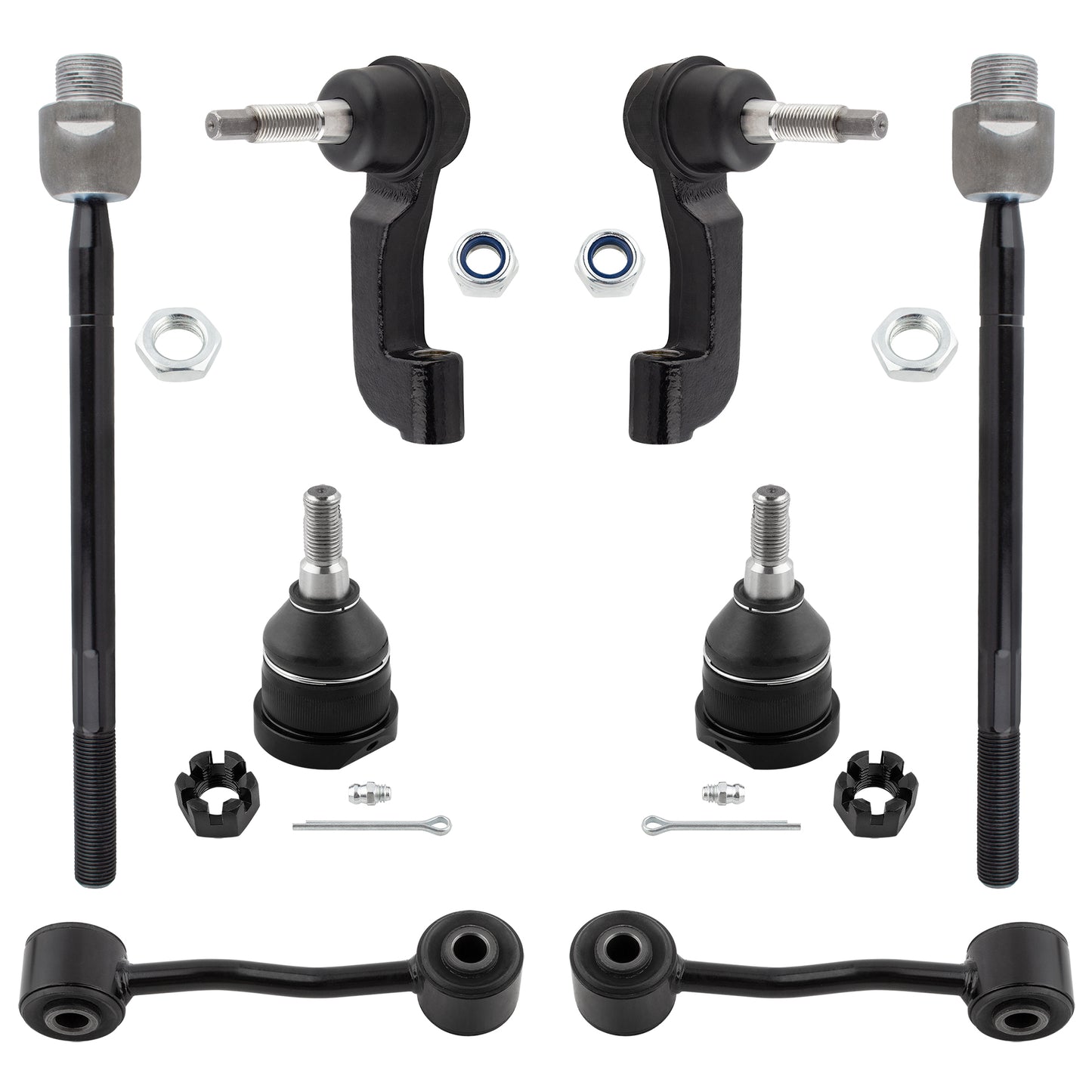 BOXI (Set of 8) Front Inner & Outer Tie Rod Ends + Front Lower Ball Joints + Front Stabilizer Sway