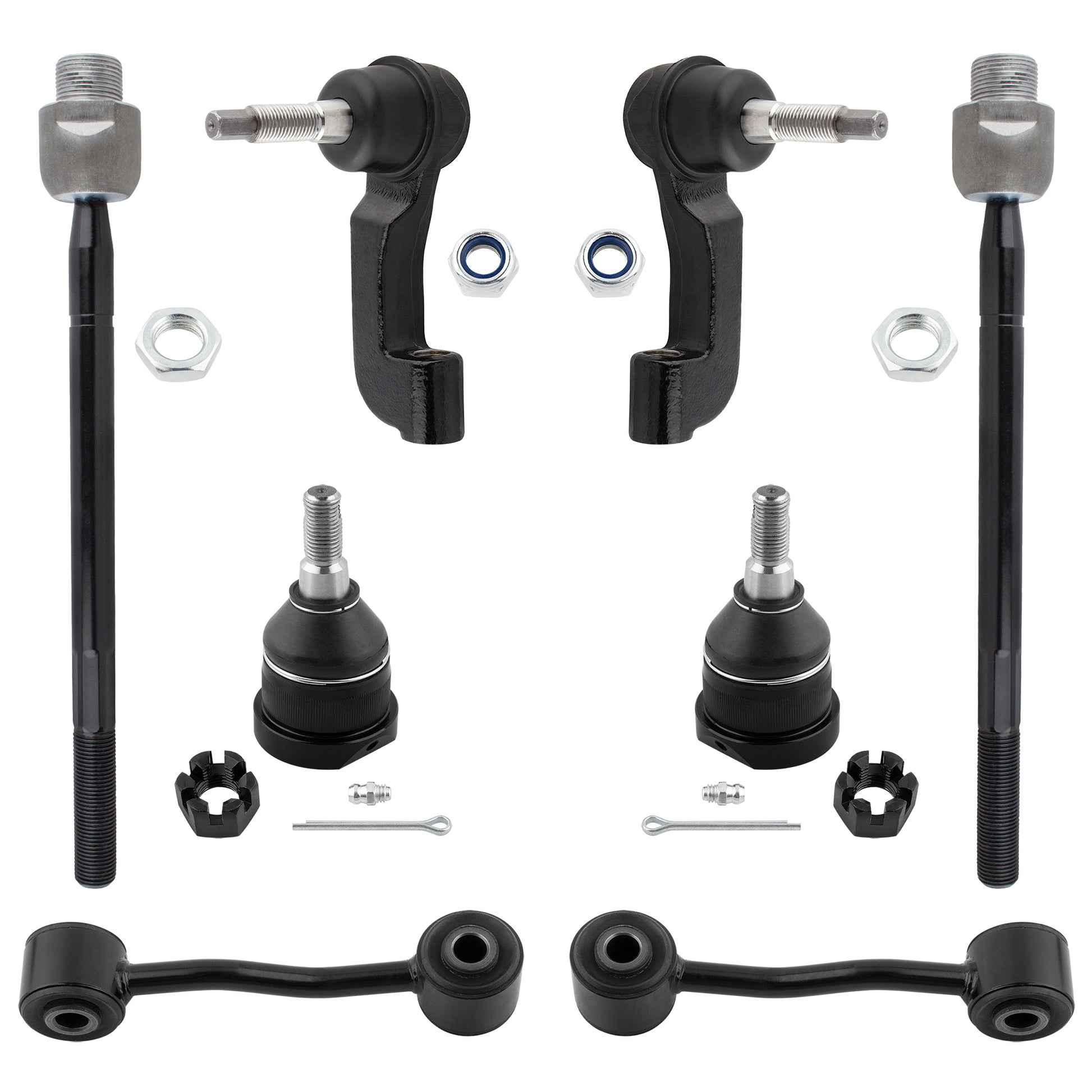 BOXI (Set of 8) Front Inner & Outer Tie Rod Ends + Front Lower Ball Joints + Front Stabilizer Sway