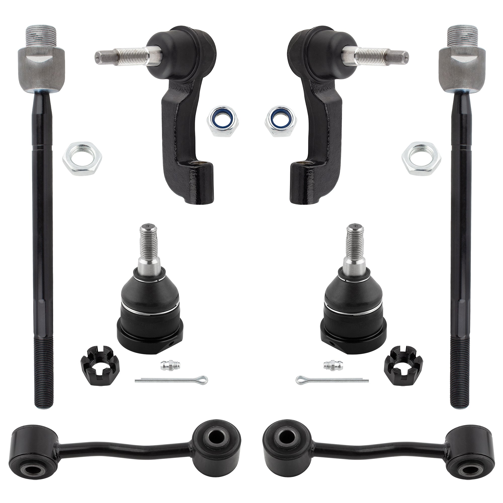 BOXI (Set of 8) Front Inner & Outer Tie Rod Ends + Front Lower Ball Joints + Front Stabilizer Sway
