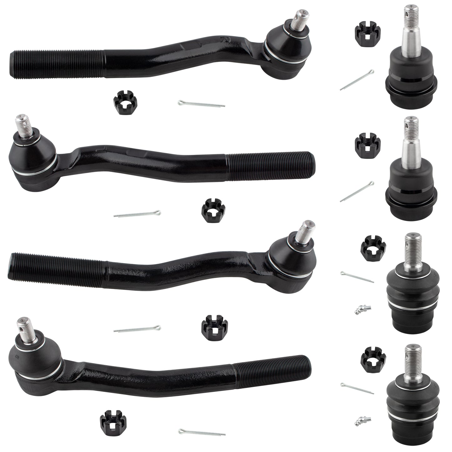 BOXI 8pc Front Upper & Lower Ball Joints + Tie Rod Ends Fit for Jeep Grand Cherokee 1999 2000 2001