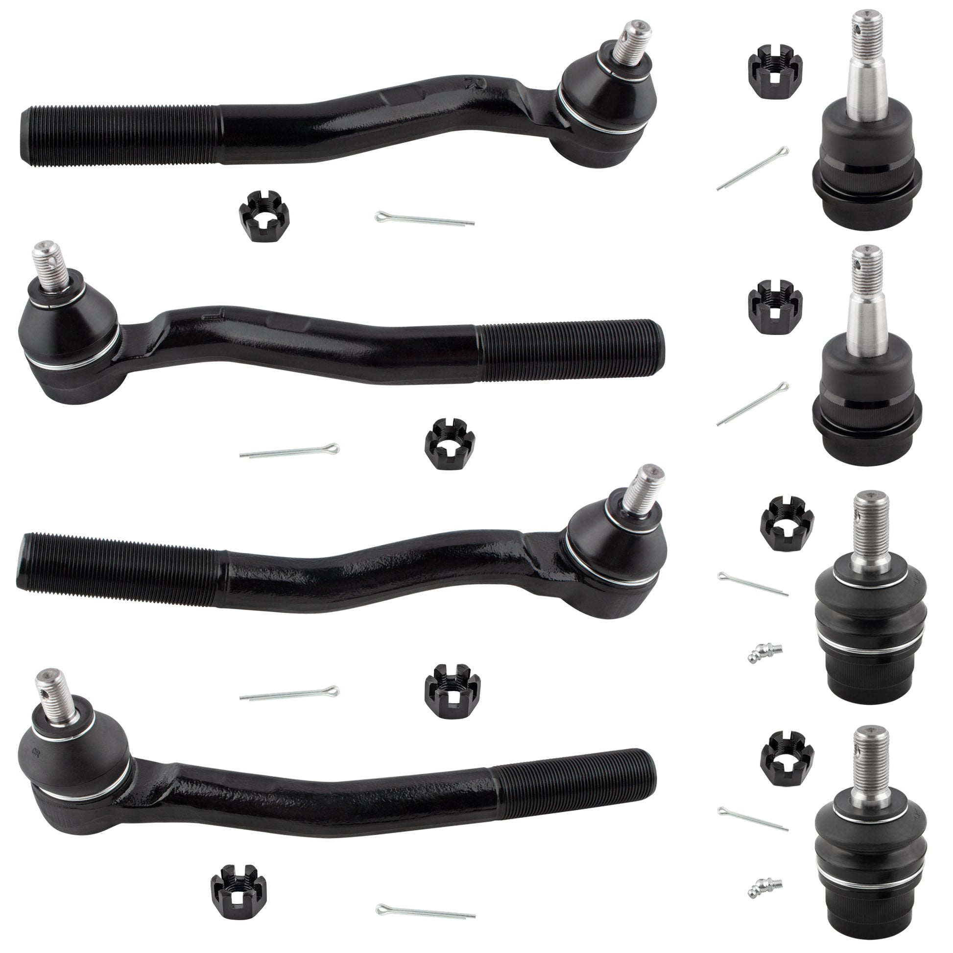 BOXI 8pc Front Upper & Lower Ball Joints + Tie Rod Ends Fit for Jeep Grand Cherokee 1999 2000 2001