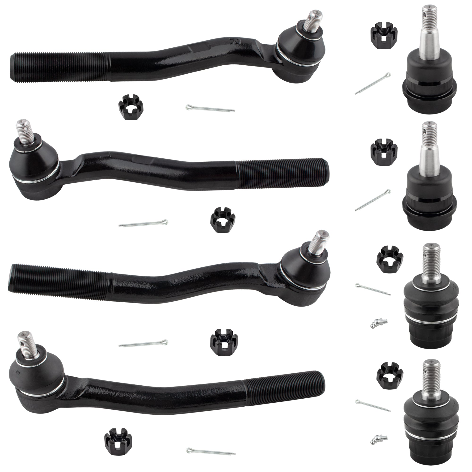 BOXI 8pc Front Upper & Lower Ball Joints + Tie Rod Ends Fit for Jeep Grand Cherokee 1999 2000 2001