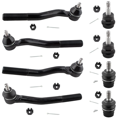 BOXI 8pc Front Upper & Lower Ball Joints + Tie Rod Ends Fit for Jeep Grand Cherokee 1999 2000 2001