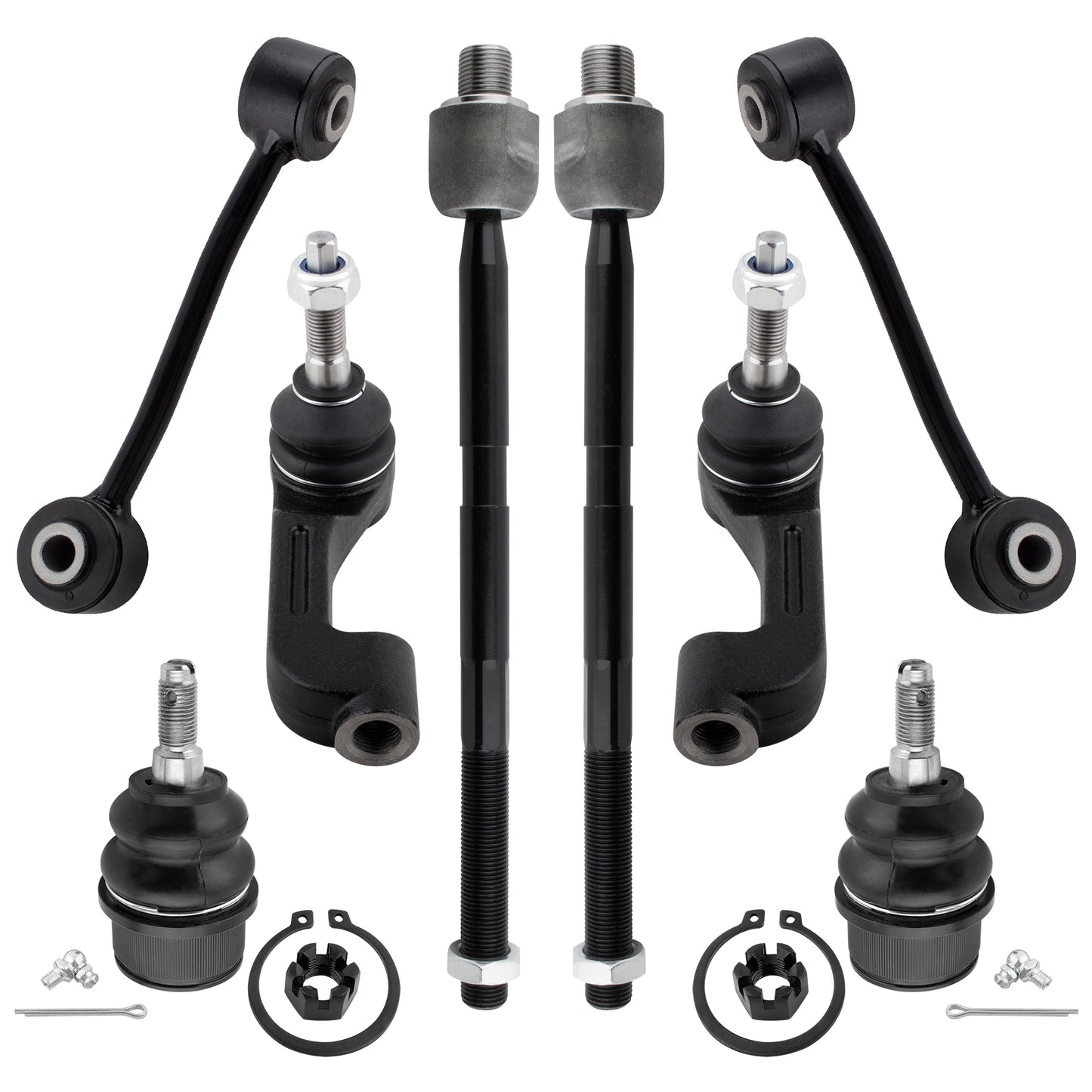 BOXI 8pc Front Ball Joints Sway Bars Tie Rods Kit Fits for Dodge Nitro 2007-2011