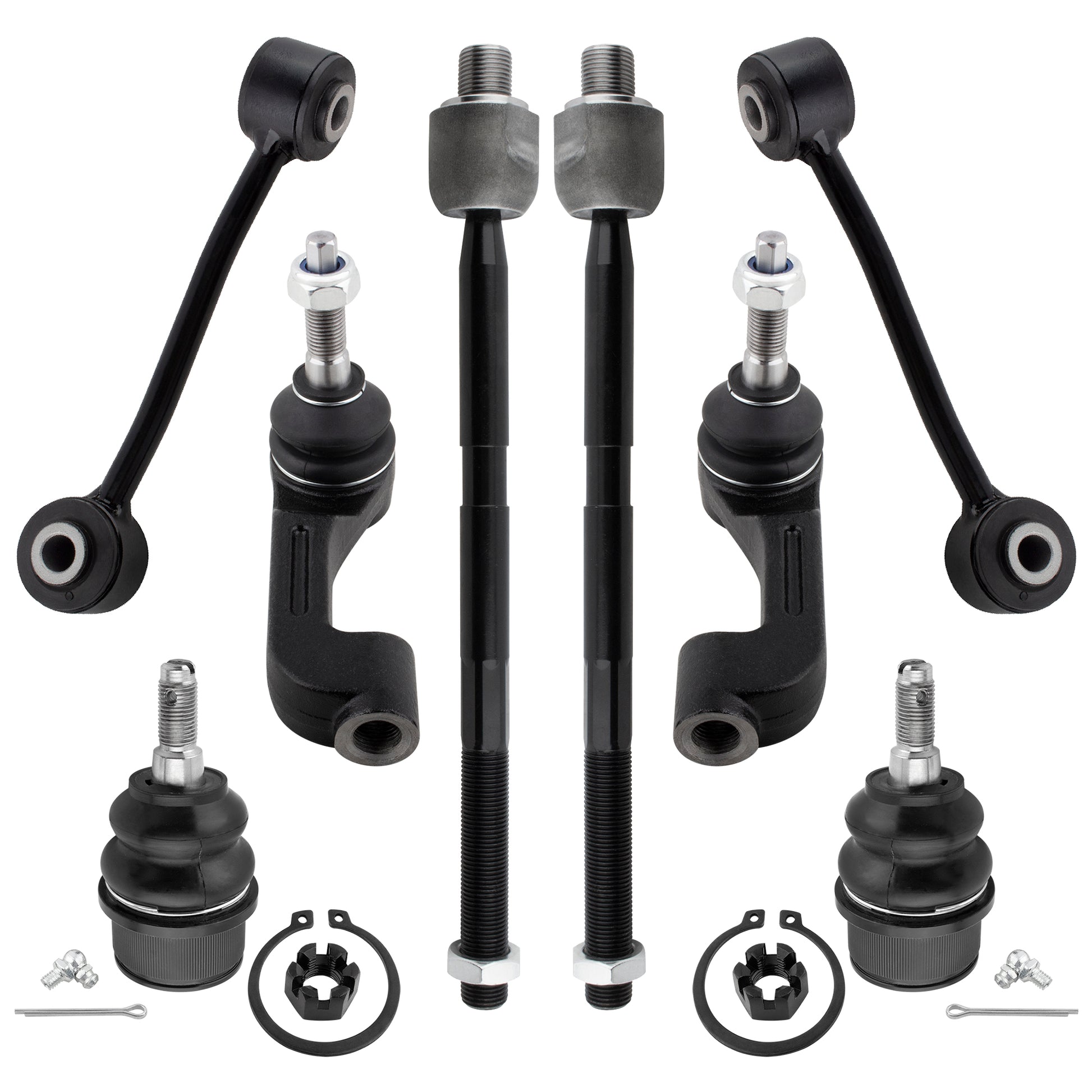 BOXI 8pc Front Ball Joints Sway Bars Tie Rods Kit Fits for Dodge Nitro 2007-2011