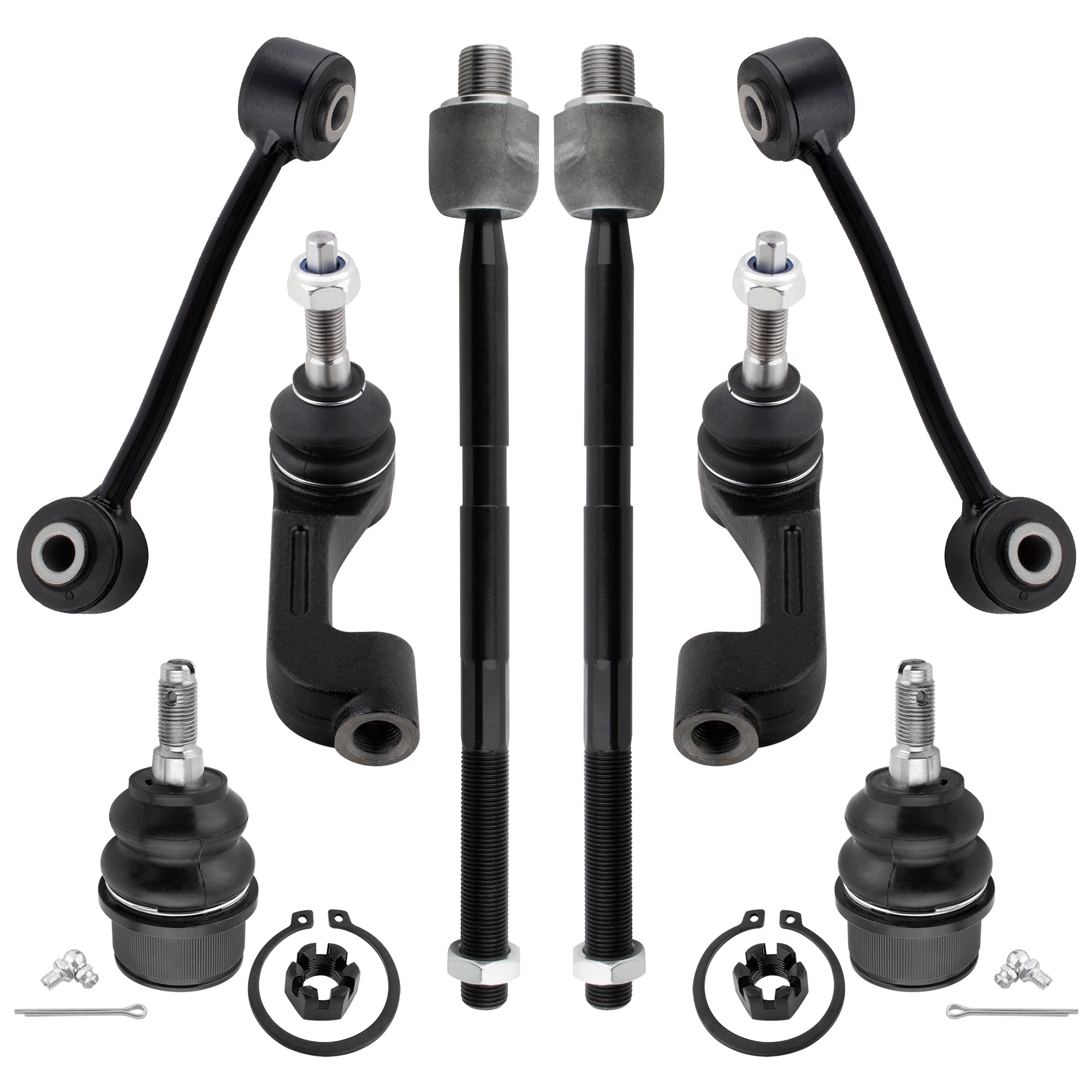 BOXI 8pc Front Ball Joints Sway Bars Tie Rods Kit Fits for Dodge Nitro 2007-2011