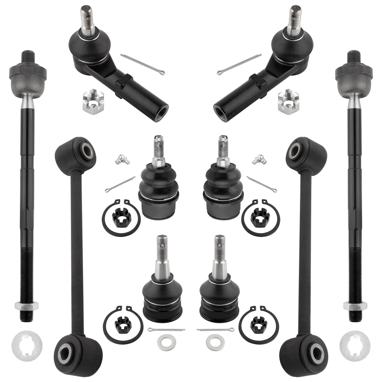 BOXI 10pc Front Ball Joints Sway Bars Tie Rods Fit for Jeep Commander 2006-2010