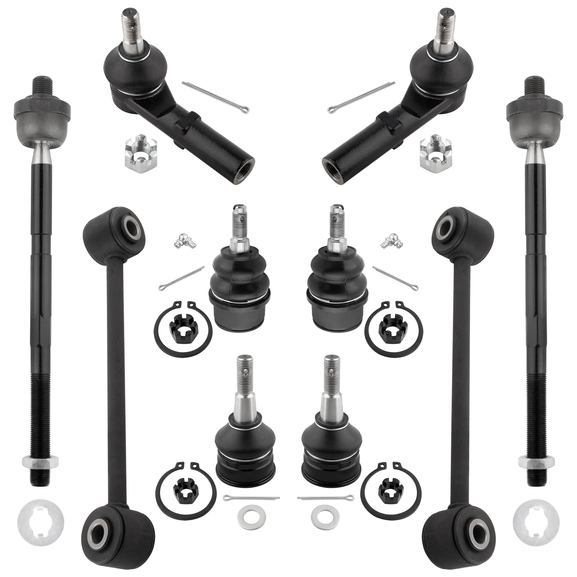 BOXI 10pc Front Ball Joints Sway Bars Tie Rods Fit for Jeep Commander 2006-2010