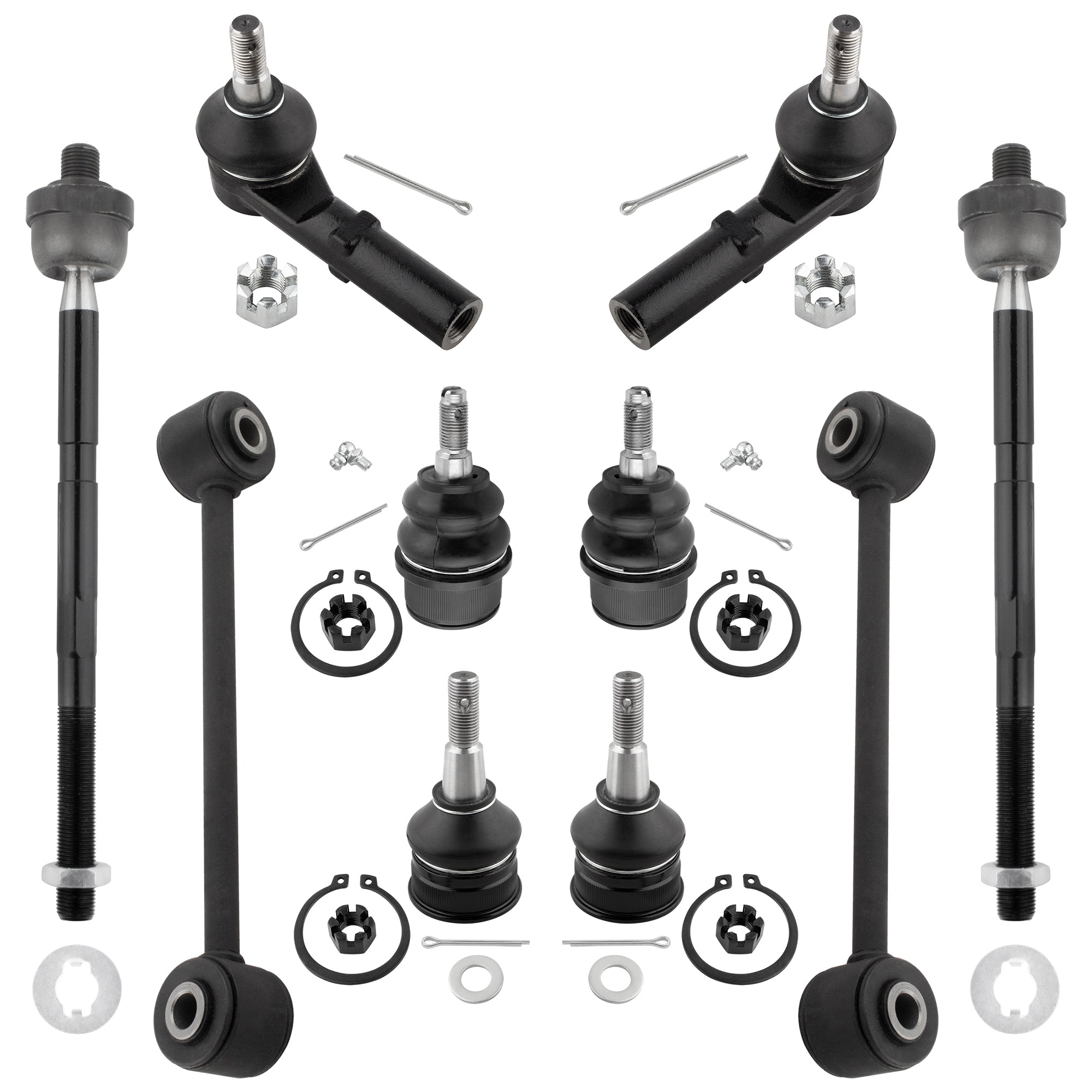 BOXI 10pc Front Ball Joints Sway Bars Tie Rods Fit for Jeep Commander 2006-2010