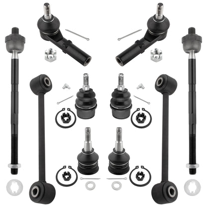 BOXI 10pc Front Ball Joints Sway Bars Tie Rods Fit for Jeep Commander 2006-2010