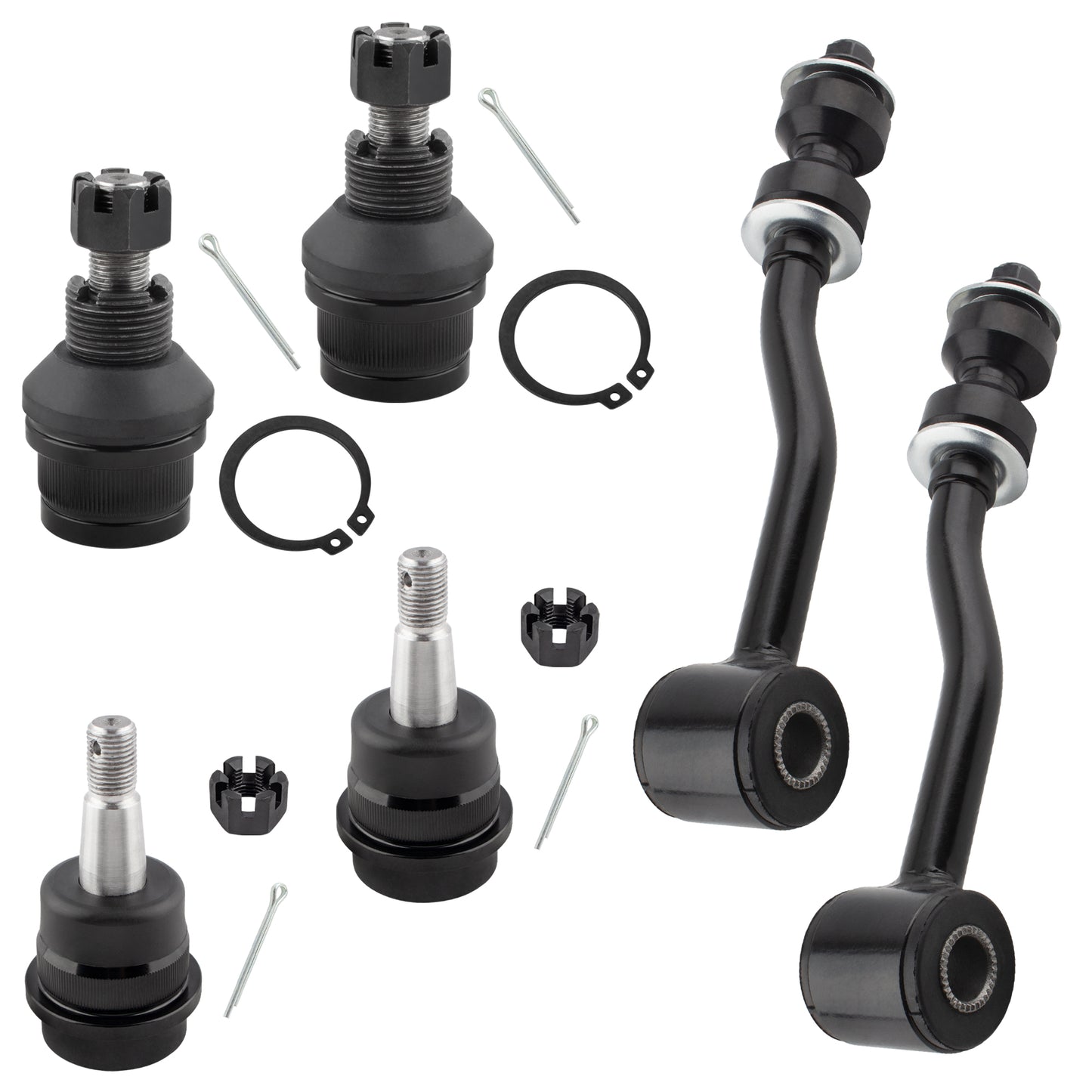 BOXI 6pc Front Lower & Upper Ball Joints & Sway Bar Links Fit for Jeep Cherokee 1991-2001