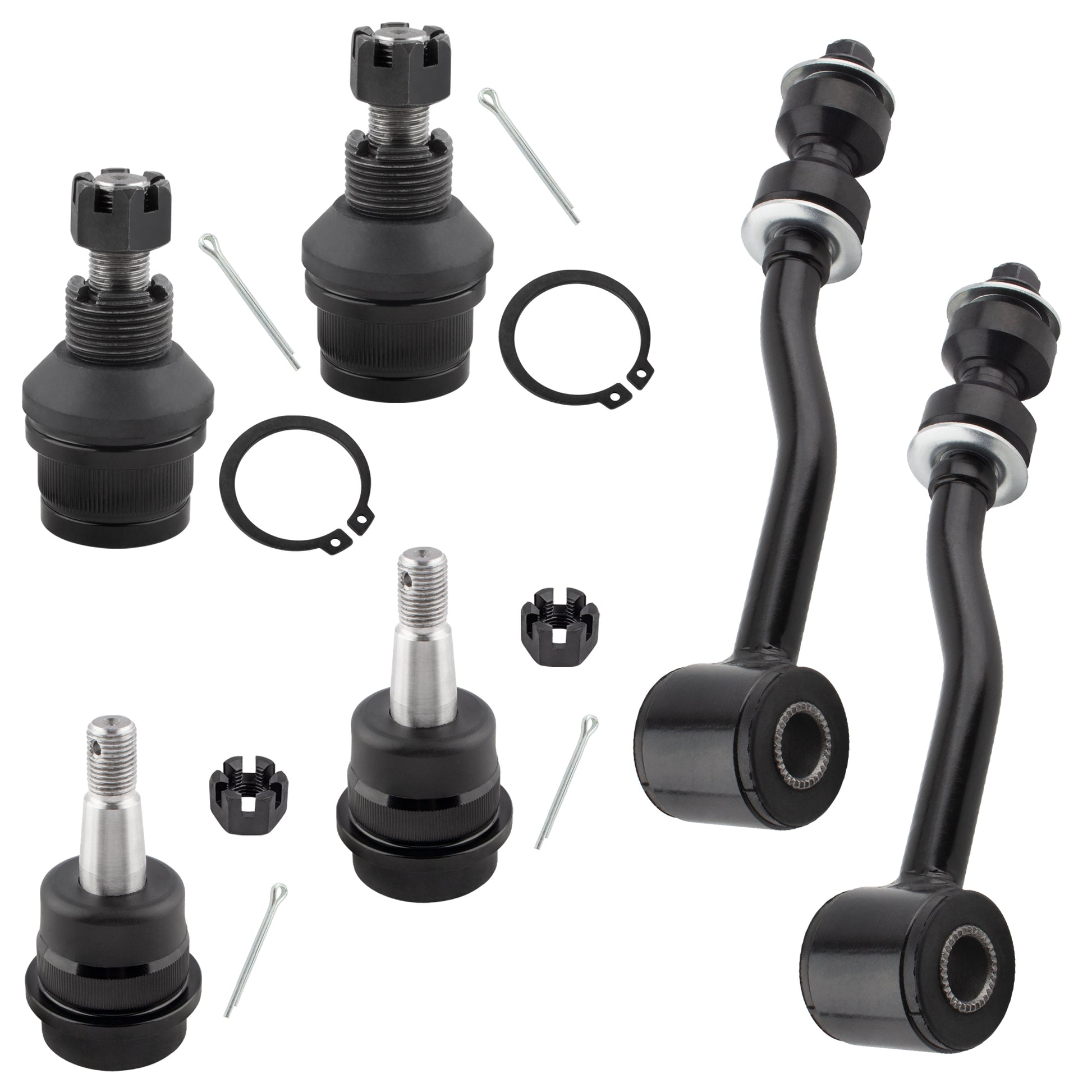 BOXI 6pc Front Lower & Upper Ball Joints & Sway Bar Links Fit for Jeep Cherokee 1991-2001