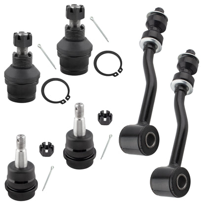 BOXI 6pc Front Lower & Upper Ball Joints & Sway Bar Links Fit for Jeep Cherokee 1991-2001