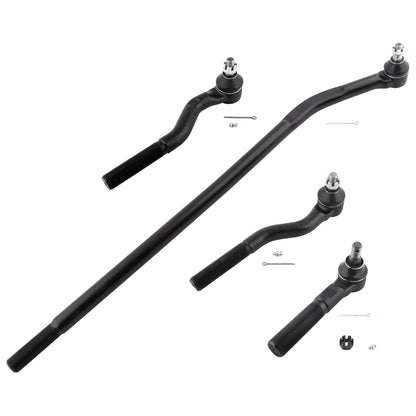 BOXI 4pc Front Inner + Outer Tie Rods Suspension Kit Fit for Jeep Wrangler 2007-2017