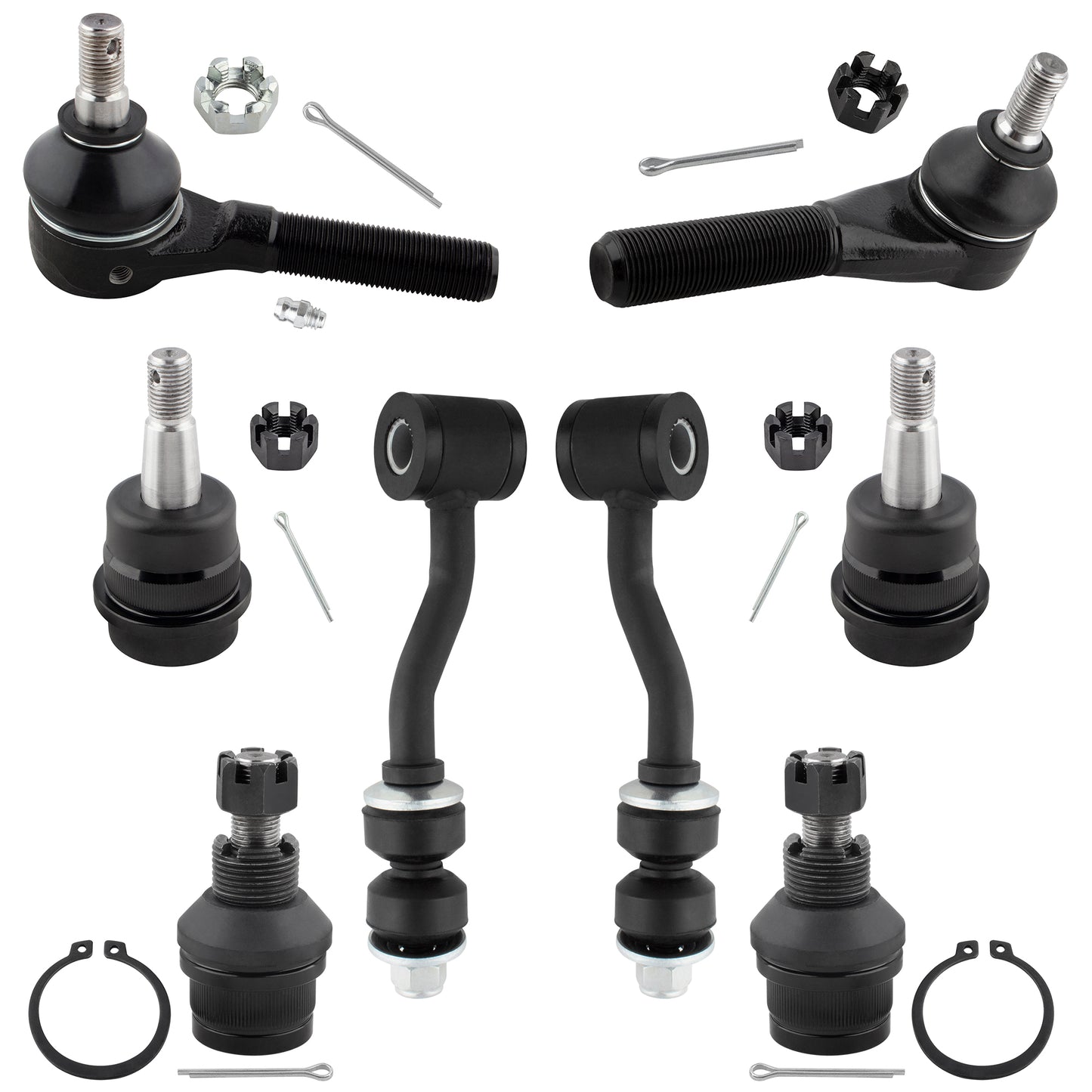 BOXI 8pc Front Suspension Ball Joints Sway Bars Tie Rods Fit for Jeep Cherokee Wagoneer 1984-1989