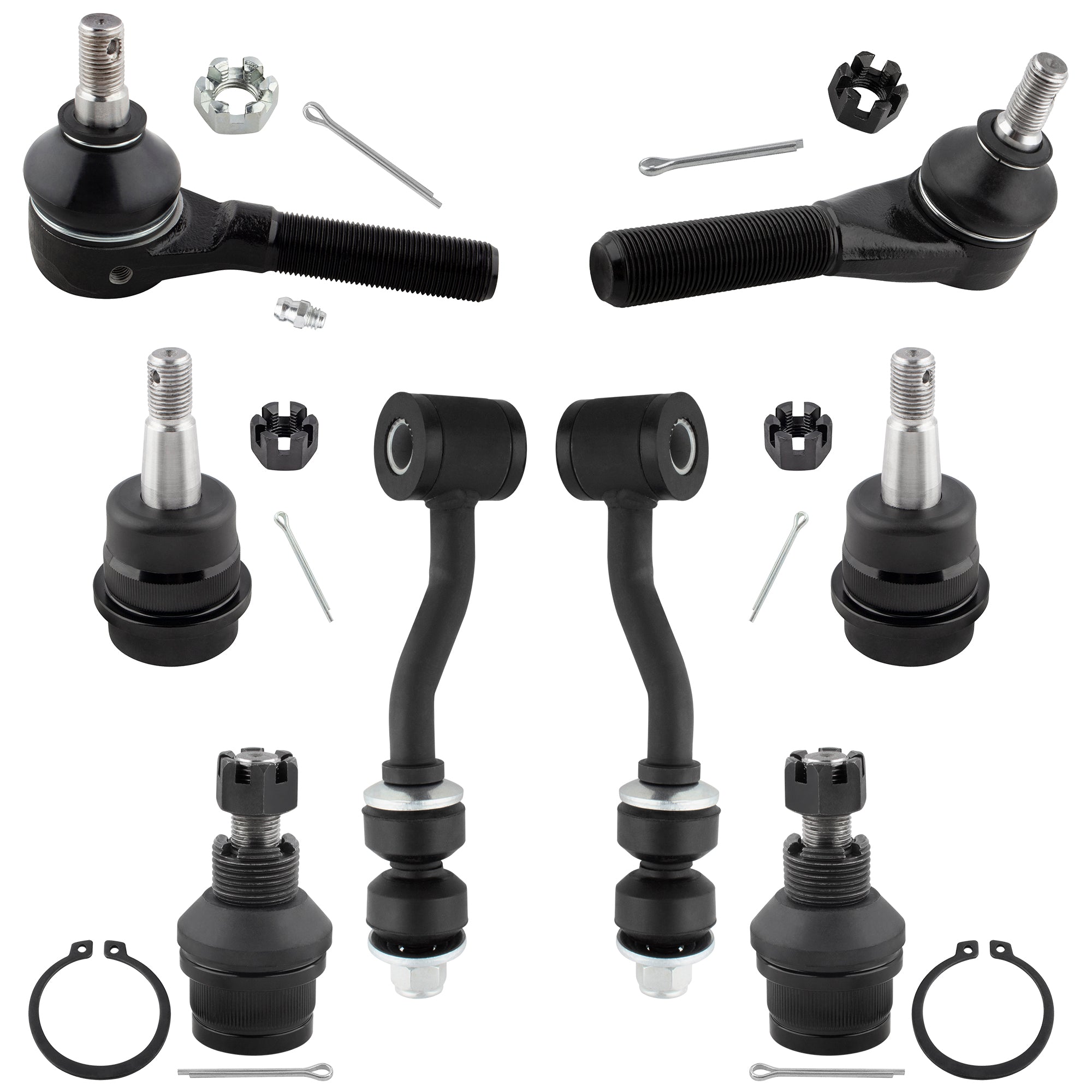 BOXI 8pc Front Suspension Ball Joints Sway Bars Tie Rods Fit for Jeep Cherokee Wagoneer 1984-1989