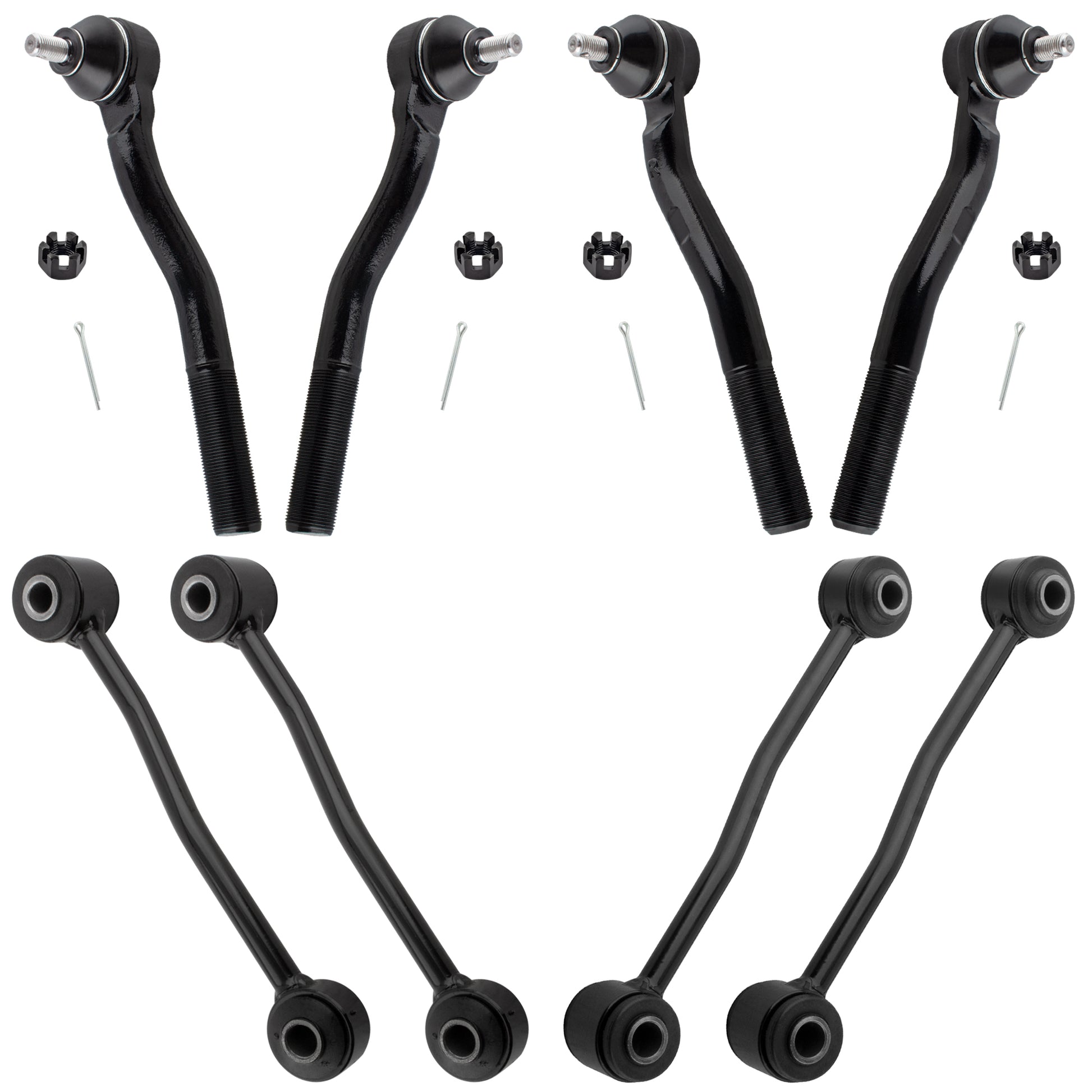 BOXI 8pc Front Inner Outer Tie rods Sway Bar Links Fit for Jeep Grand Cherokee 1999 2000 2001 2002