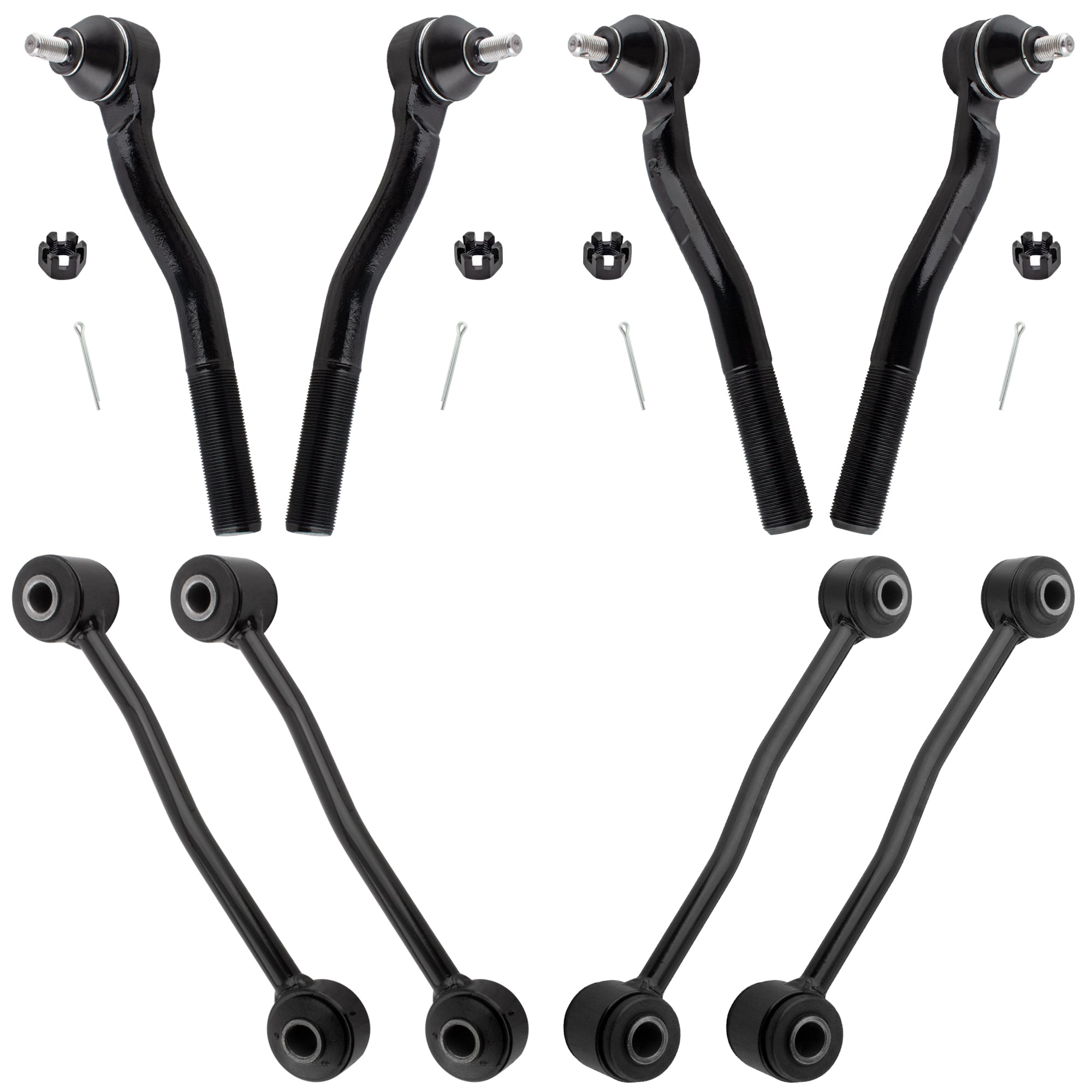BOXI 8pc Front Inner Outer Tie rods Sway Bar Links Fit for Jeep Grand Cherokee 1999 2000 2001 2002