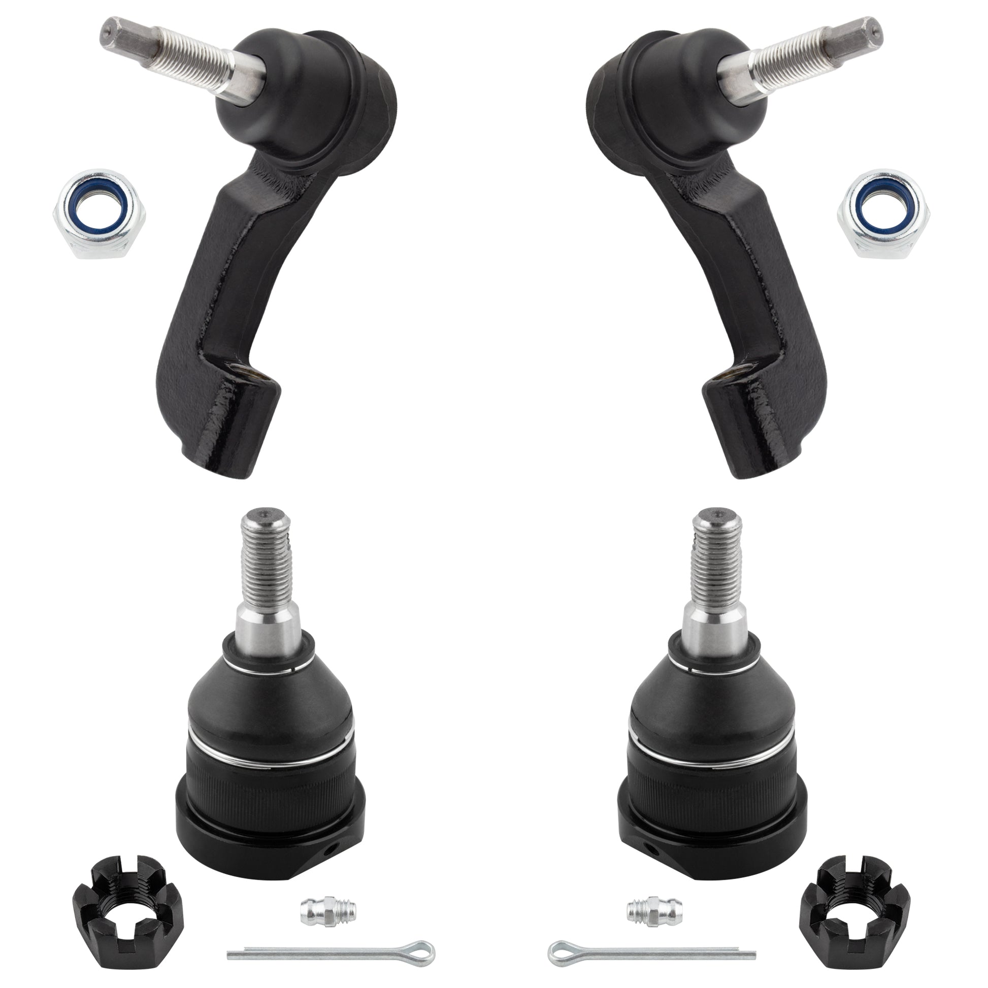 BOXI 4pc Front Lower Ball Joints Outer Tie Rods Fit for Jeep Liberty 2005 2006 2007