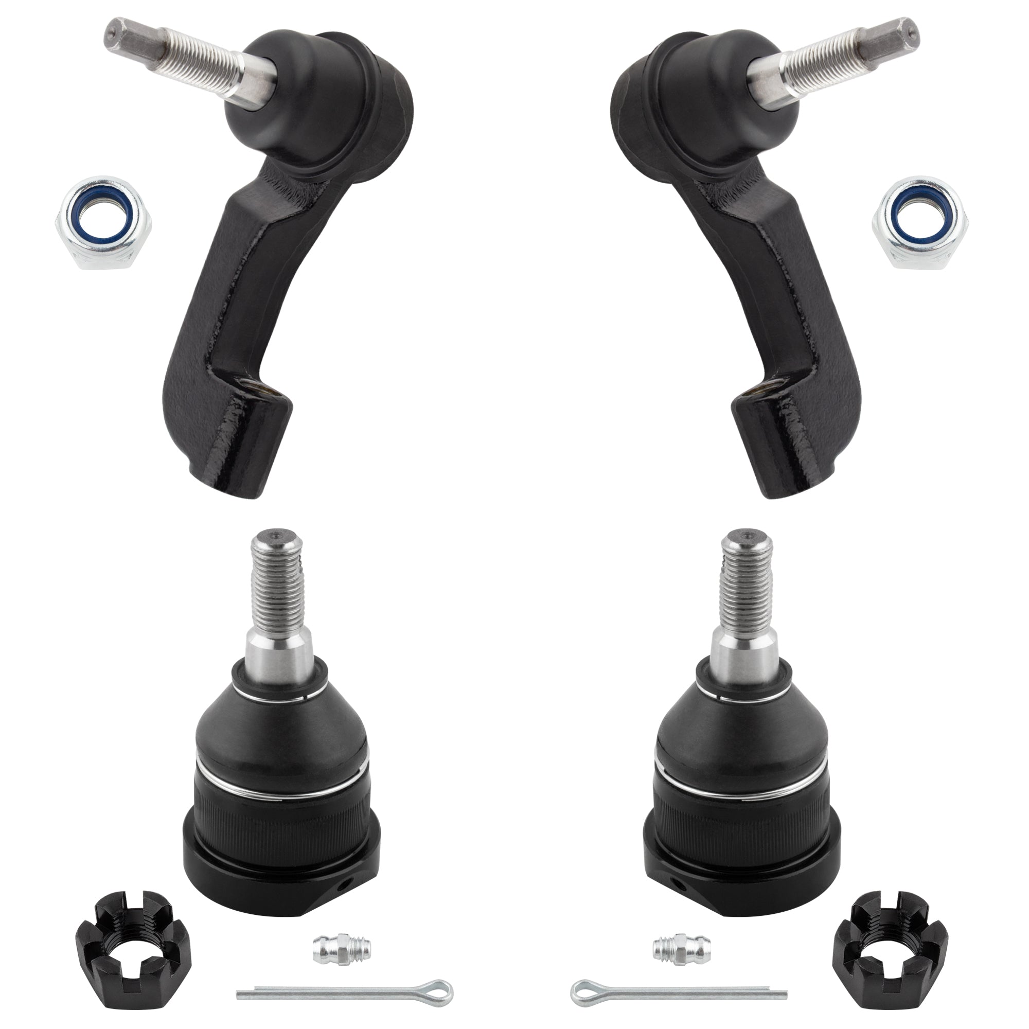 BOXI 4pc Front Lower Ball Joints Outer Tie Rods Fit for Jeep Liberty 2005 2006 2007