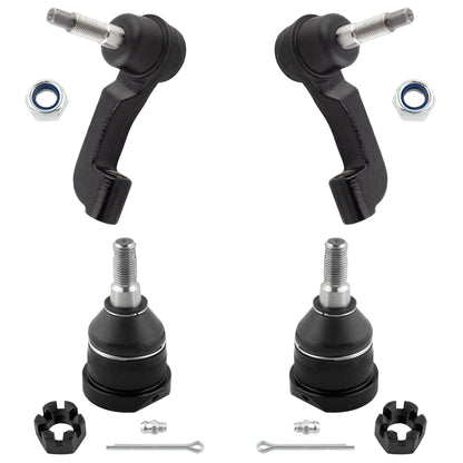 BOXI 4pc Front Lower Ball Joints Outer Tie Rods Fit for Jeep Liberty 2005 2006 2007