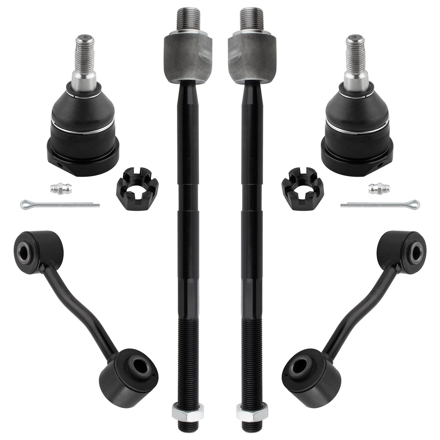 BOXI 6pc Front Lower Ball Joints Inner Tie Rods Sway Bars Kit Fits for Jeep Liberty 2006-2007