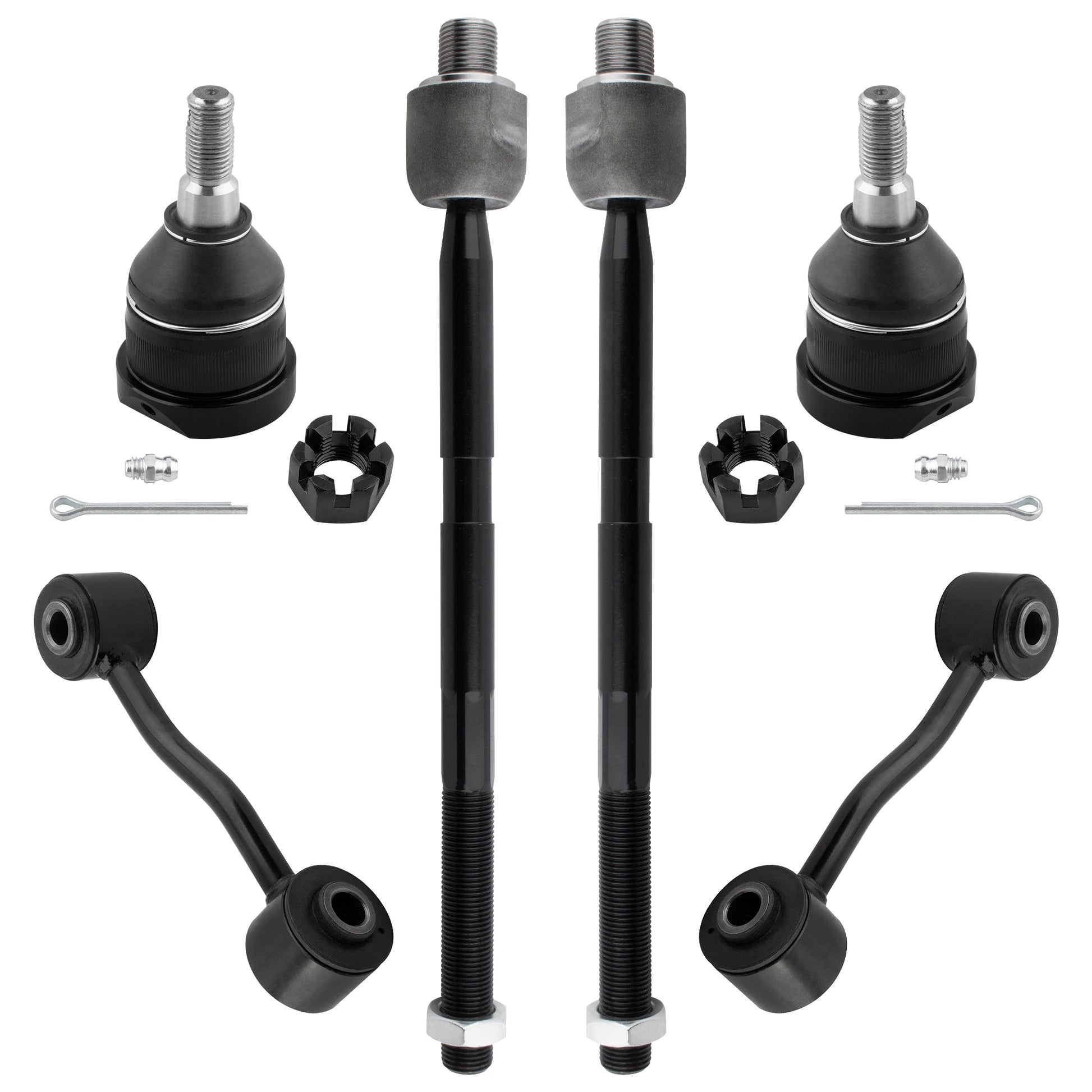 BOXI 6pc Front Lower Ball Joints Inner Tie Rods Sway Bars Kit Fits for Jeep Liberty 2006-2007