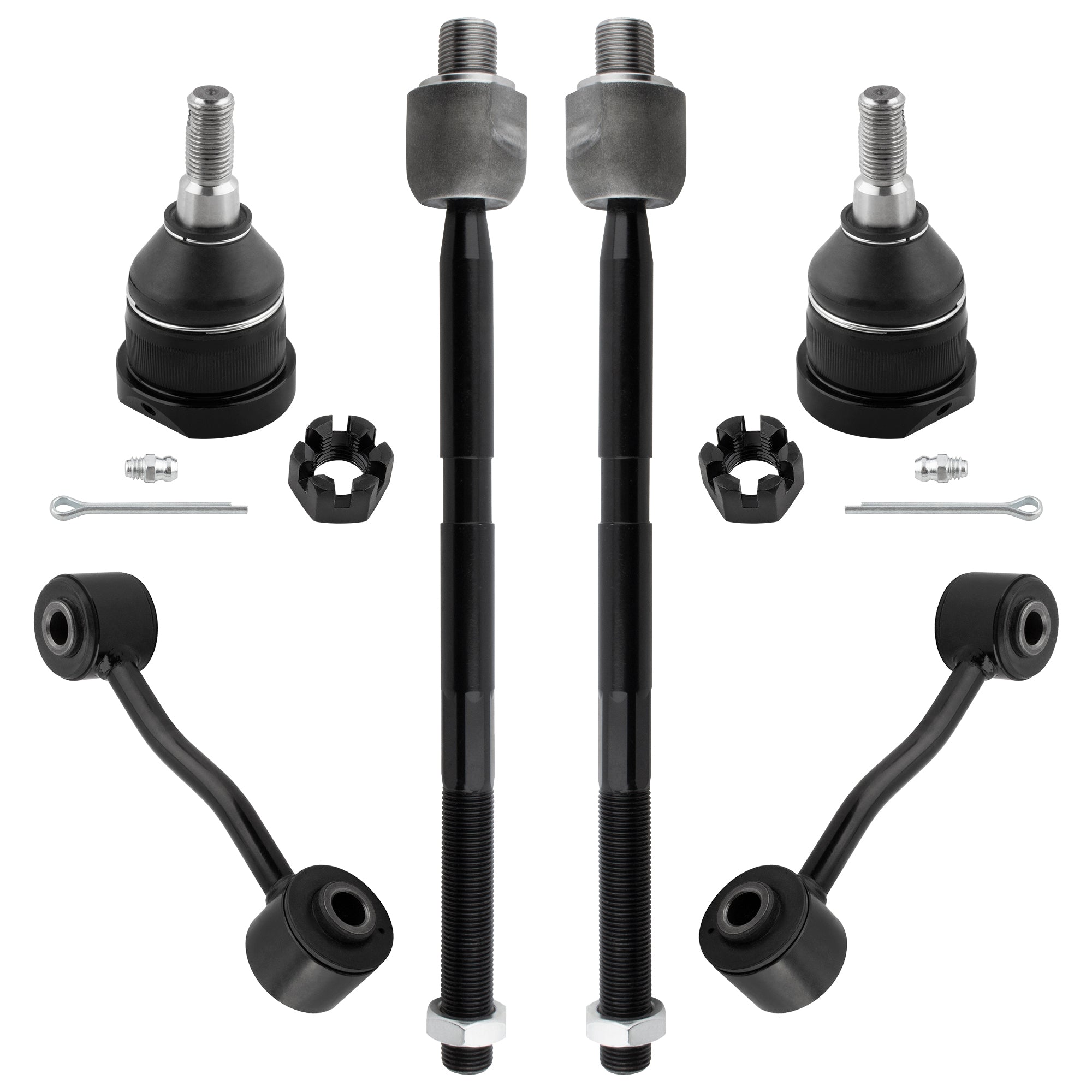BOXI 6pc Front Lower Ball Joints Inner Tie Rods Sway Bars Kit Fits for Jeep Liberty 2006-2007