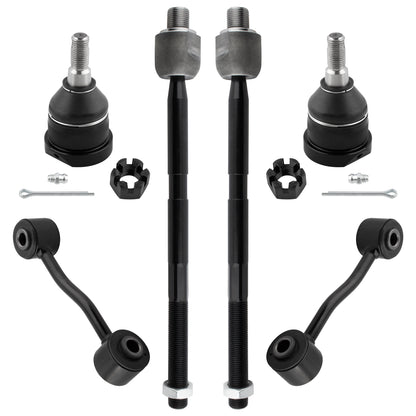BOXI 6pc Front Lower Ball Joints Inner Tie Rods Sway Bars Kit Fits for Jeep Liberty 2006-2007