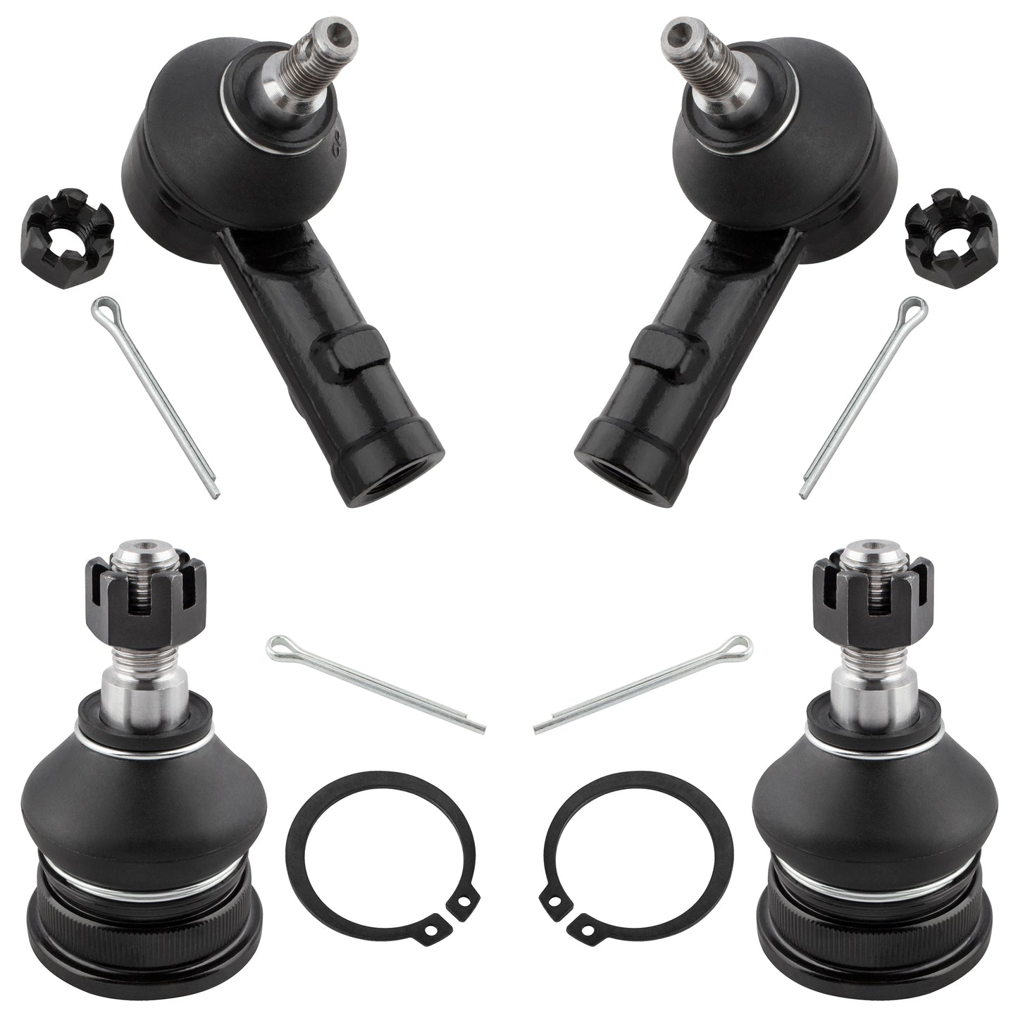 BOXI 4pcs Front Lower Ball Joints Outer Tie Rods Fit for for Hyundai Elantra Tiburon Accent