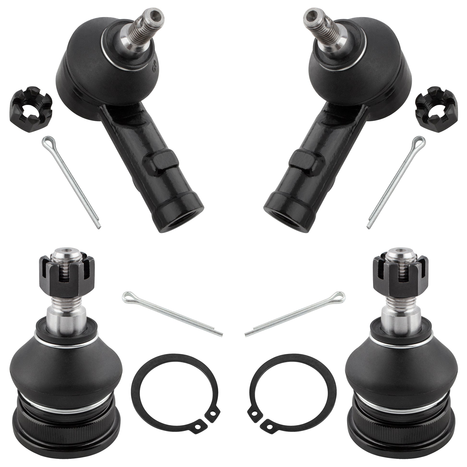 BOXI 4pcs Front Lower Ball Joints Outer Tie Rods Fit for for Hyundai Elantra Tiburon Accent