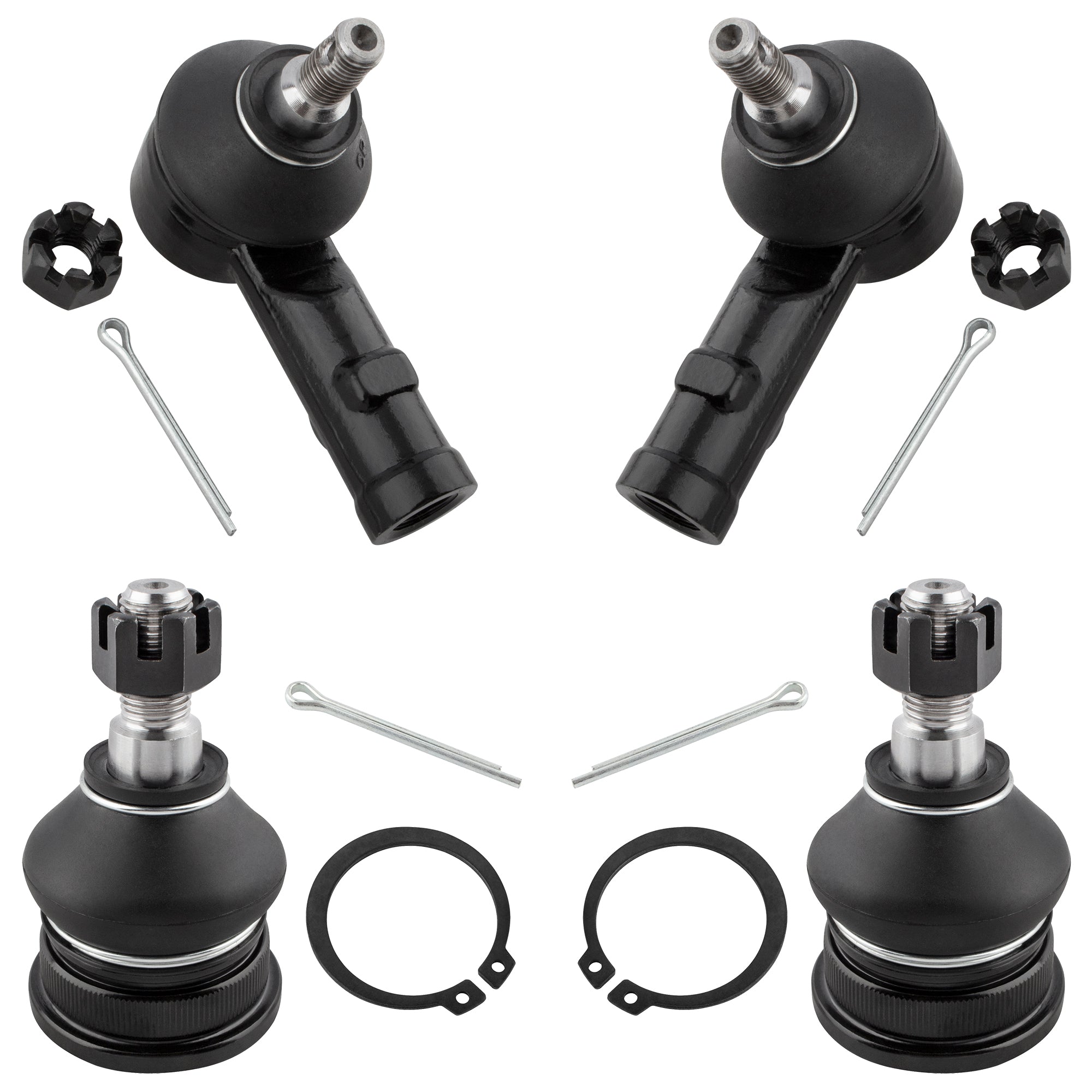 BOXI 4pcs Front Lower Ball Joints Outer Tie Rods Fit for for Hyundai Elantra Tiburon Accent