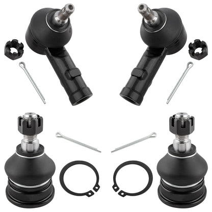 BOXI 4pcs Front Lower Ball Joints Outer Tie Rods Fit for for Hyundai Elantra Tiburon Accent