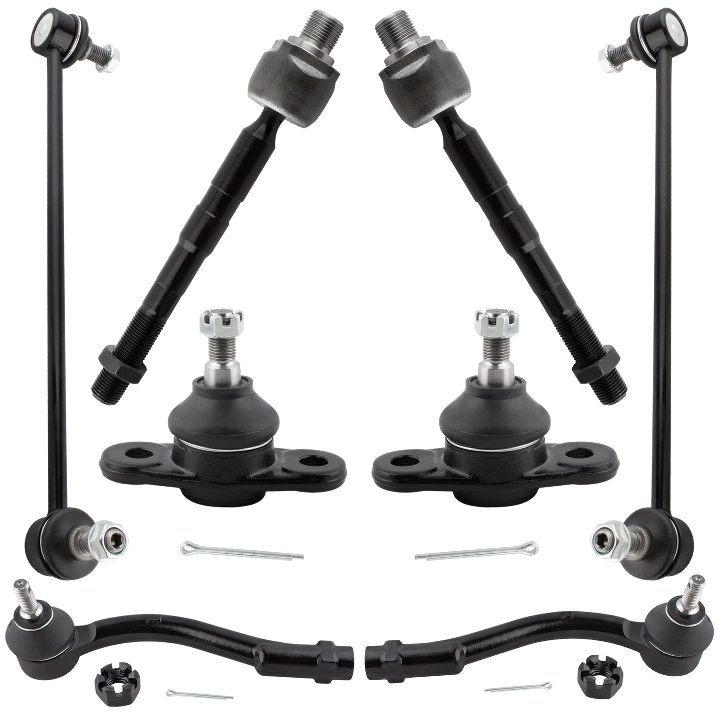 BOXI 8pcs Front Inner Outer Tie Rod Front Sway Bar Lower Ball Joints Fit for Kia Rio