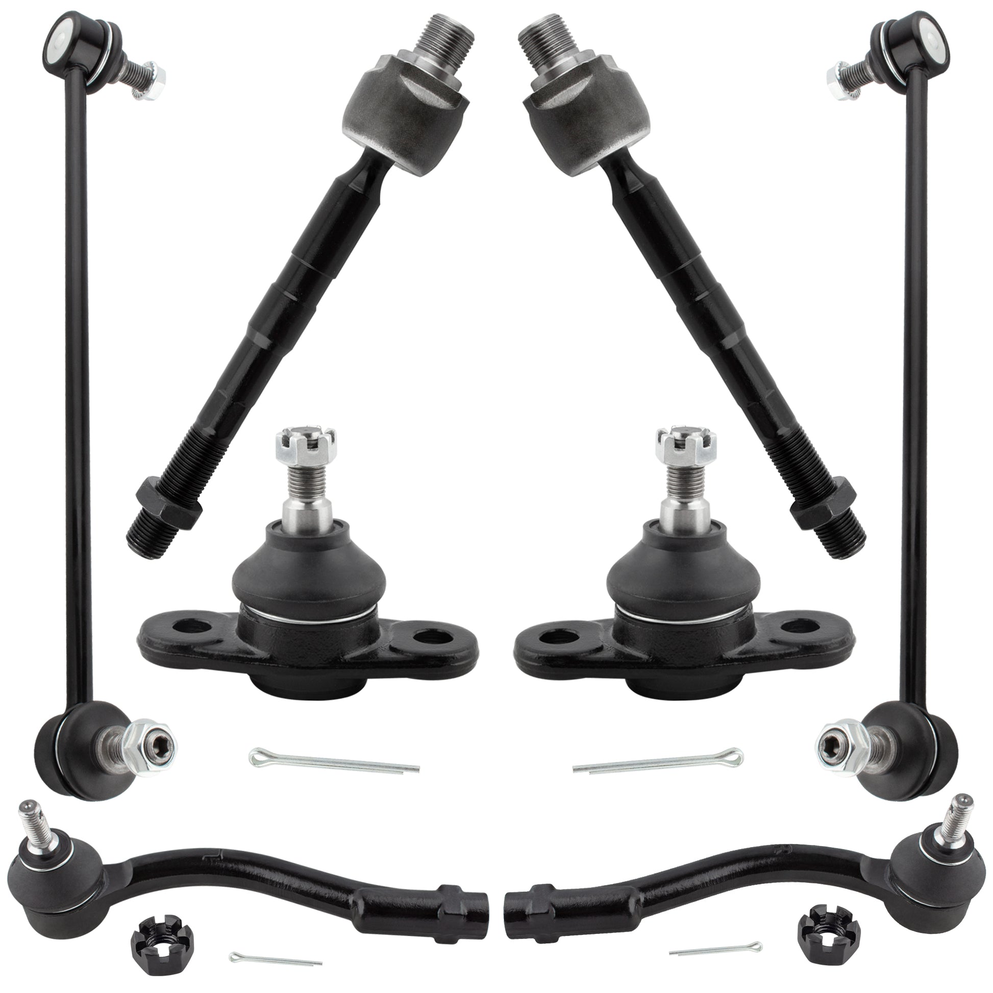 BOXI 8pcs Front Inner Outer Tie Rod Front Sway Bar Lower Ball Joints Fit for Kia Rio